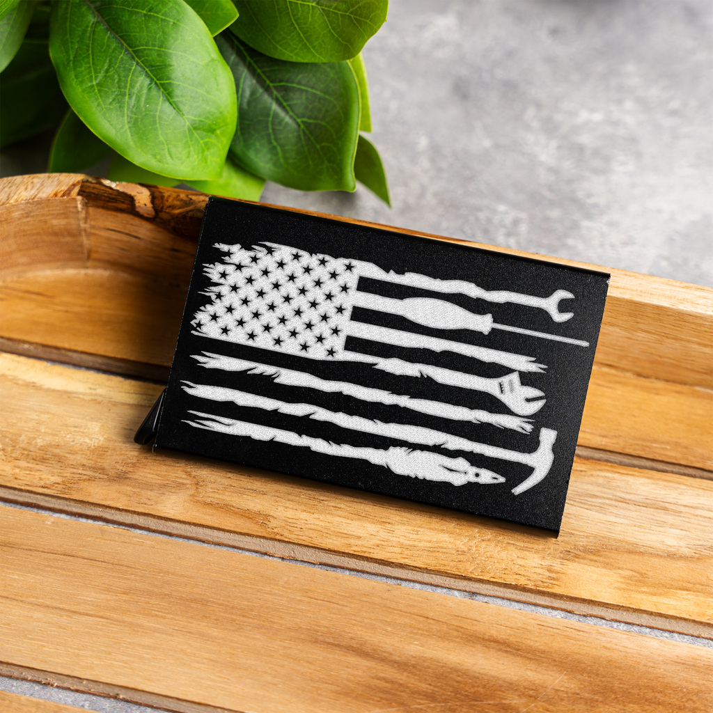 Aluminum Credit Card Holder - American Flag Tool Design