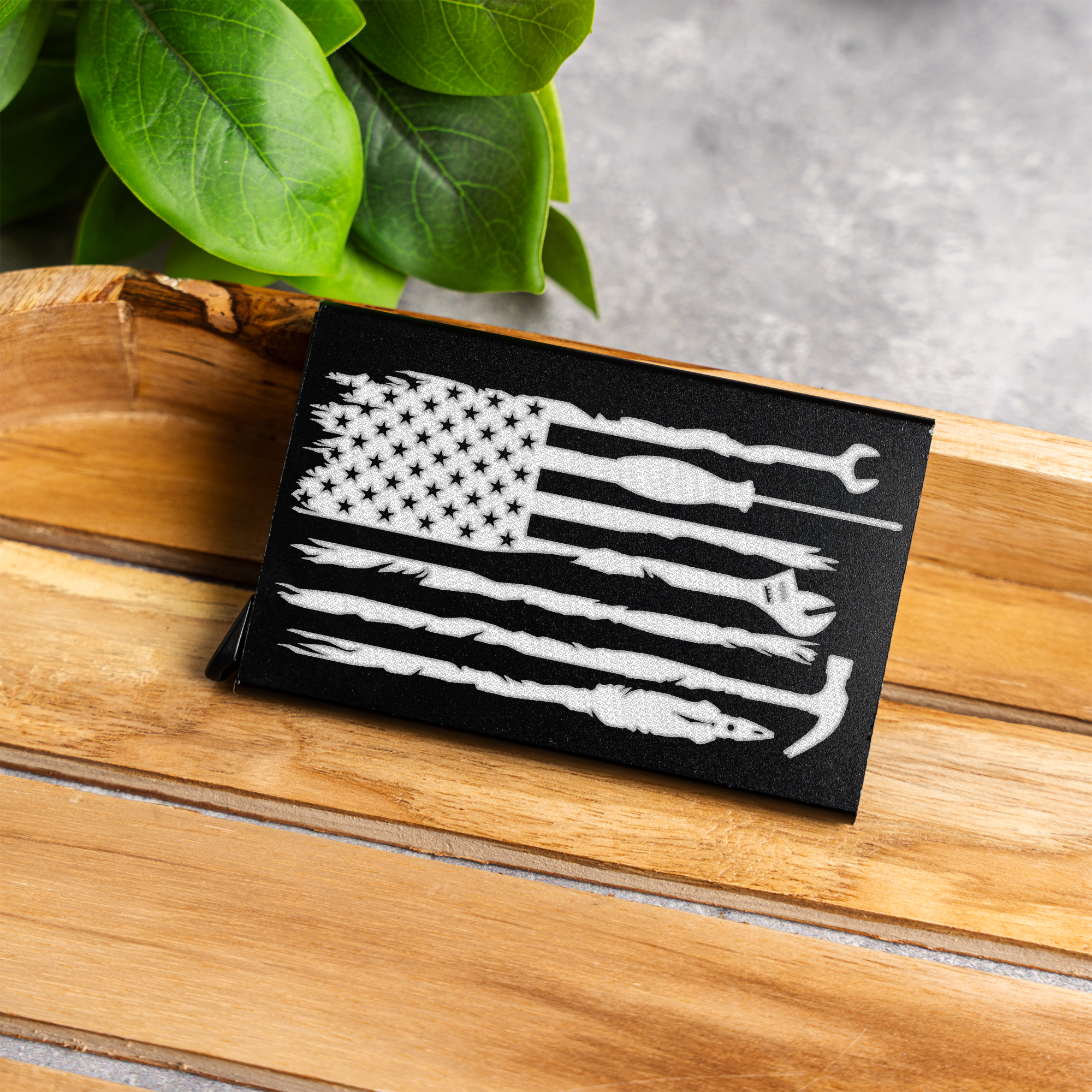 Aluminum Credit Card Holder - American Flag Tool Design