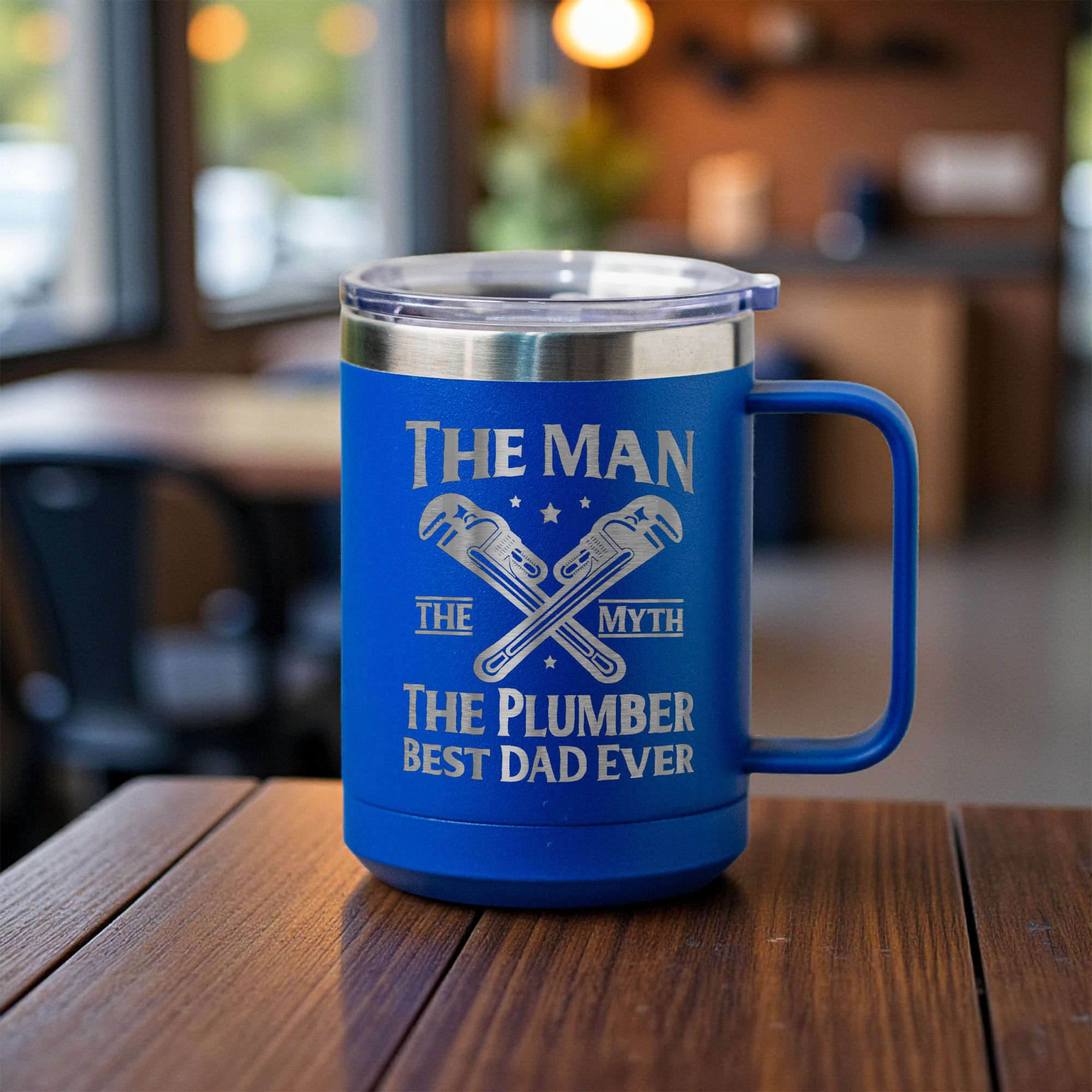 15oz Stainless Steel Mug, The Man The Myth The Plumber, Best Dad Ever Gift