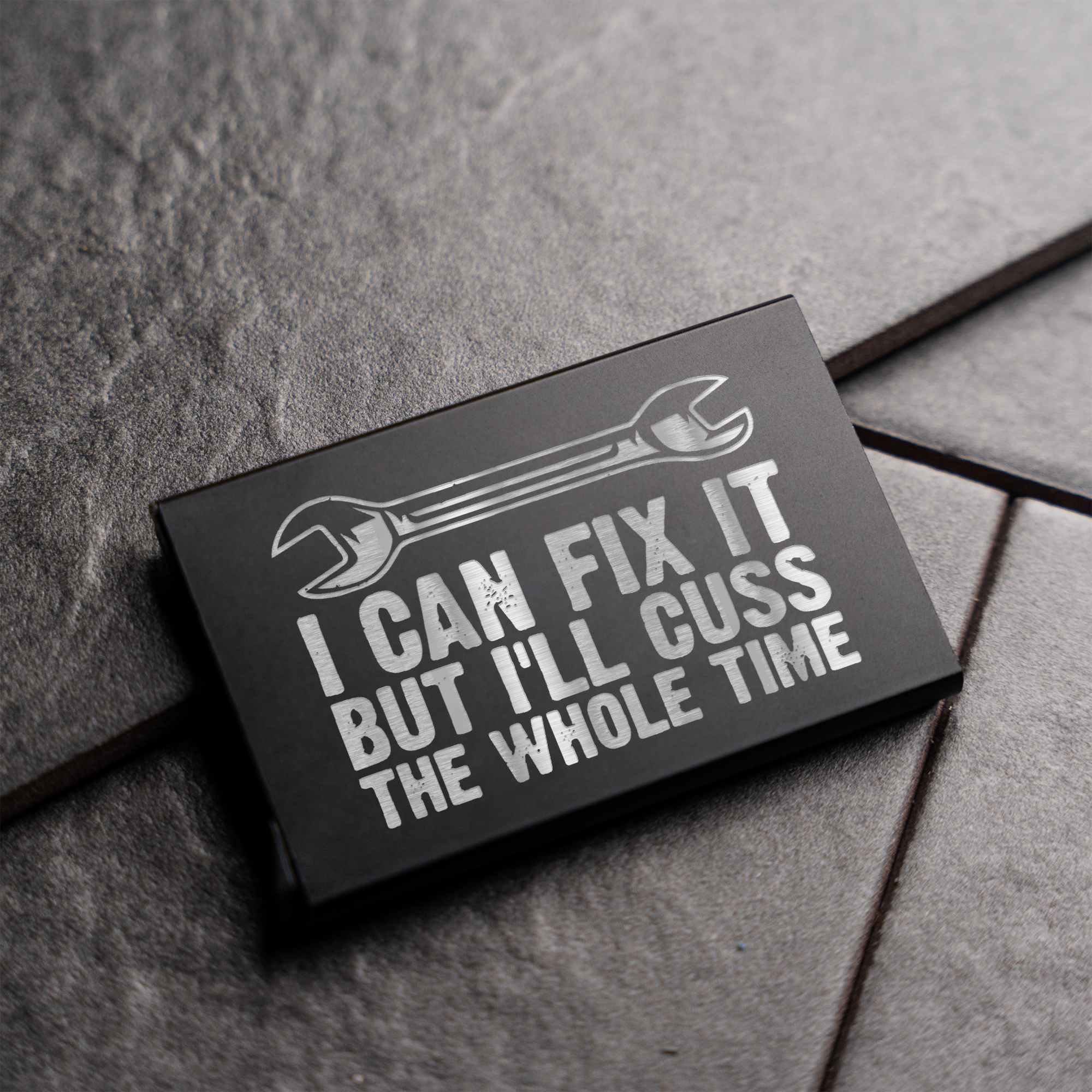 Aluminum Credit Card Holder - 'I Can Fix It' Design
