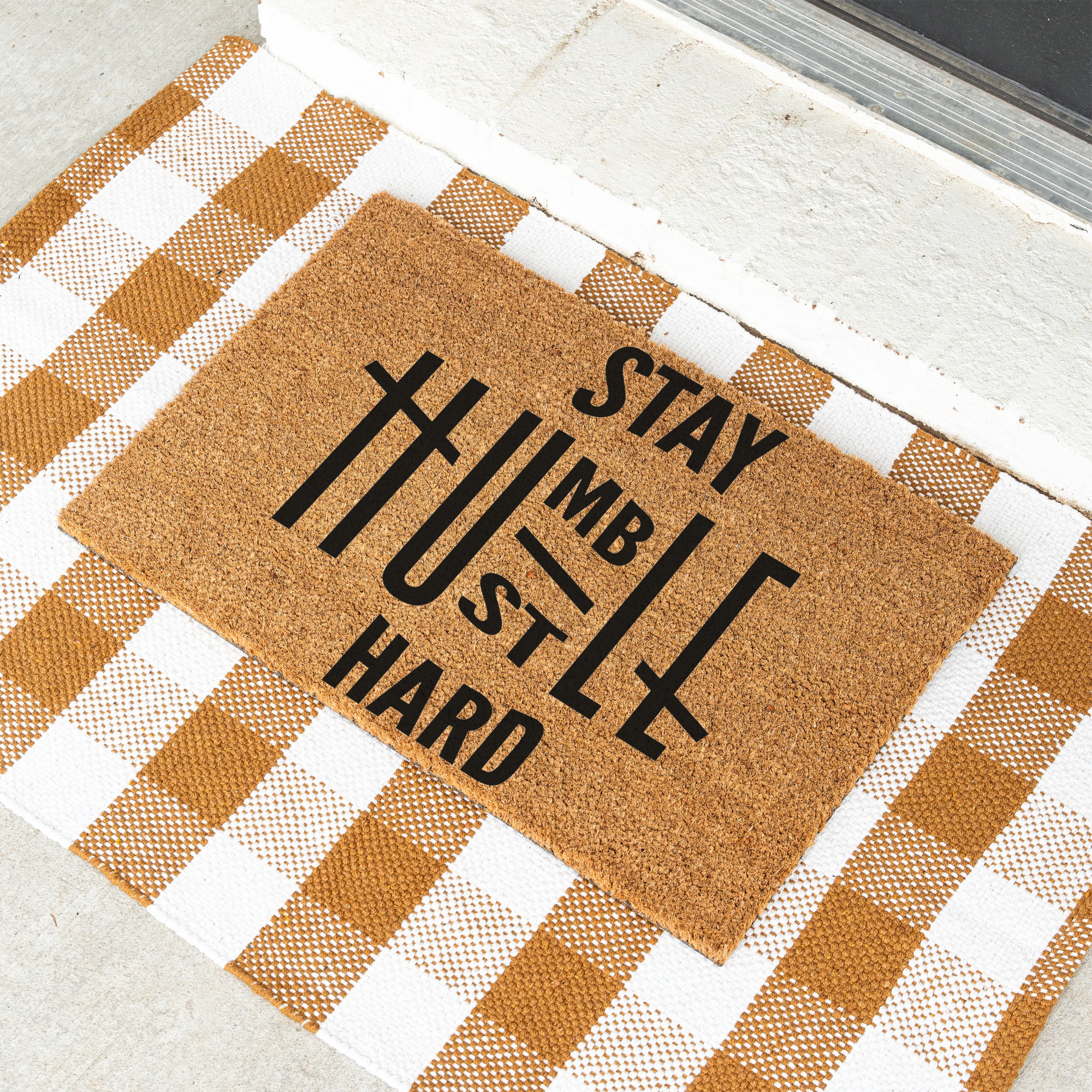 Stay Humble Hustle Hard Coir Doormat