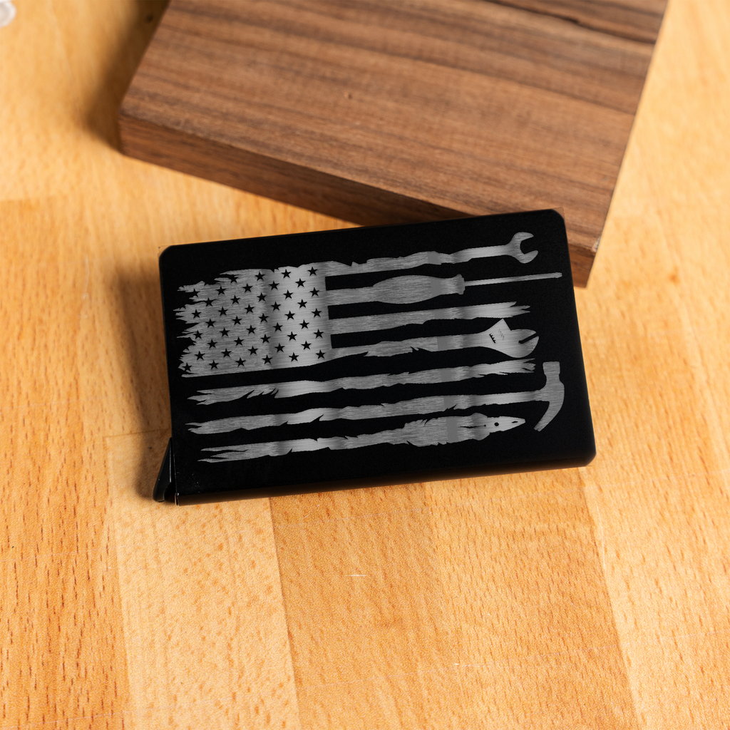 Aluminum Credit Card Holder - American Flag Tool Design