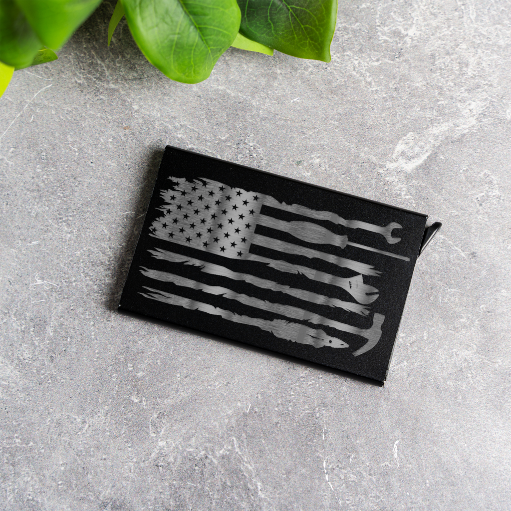 Aluminum Credit Card Holder - American Flag Tool Design