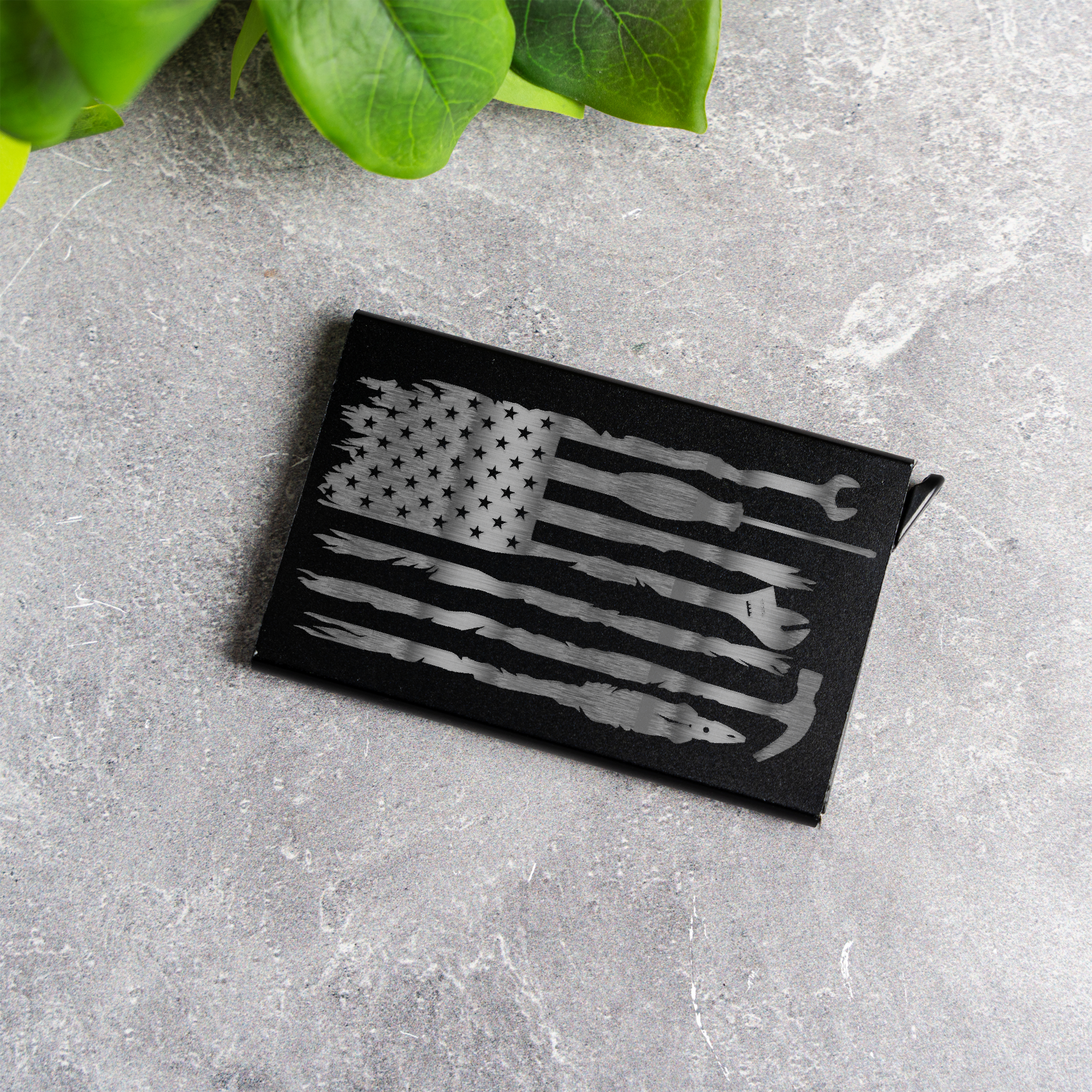 Aluminum Credit Card Holder - American Flag Tool Design