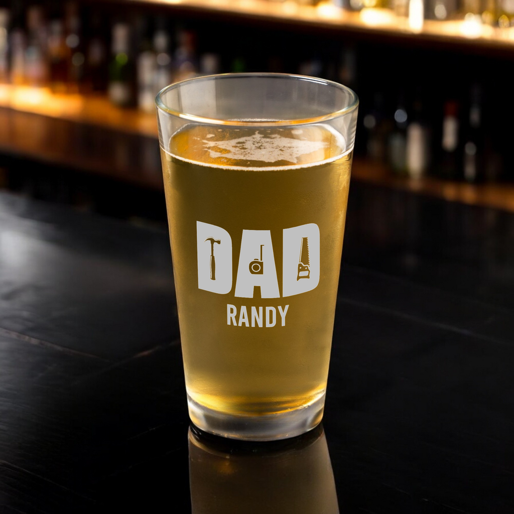 Personalized 'Dad' Handyman 16oz Pint Glass