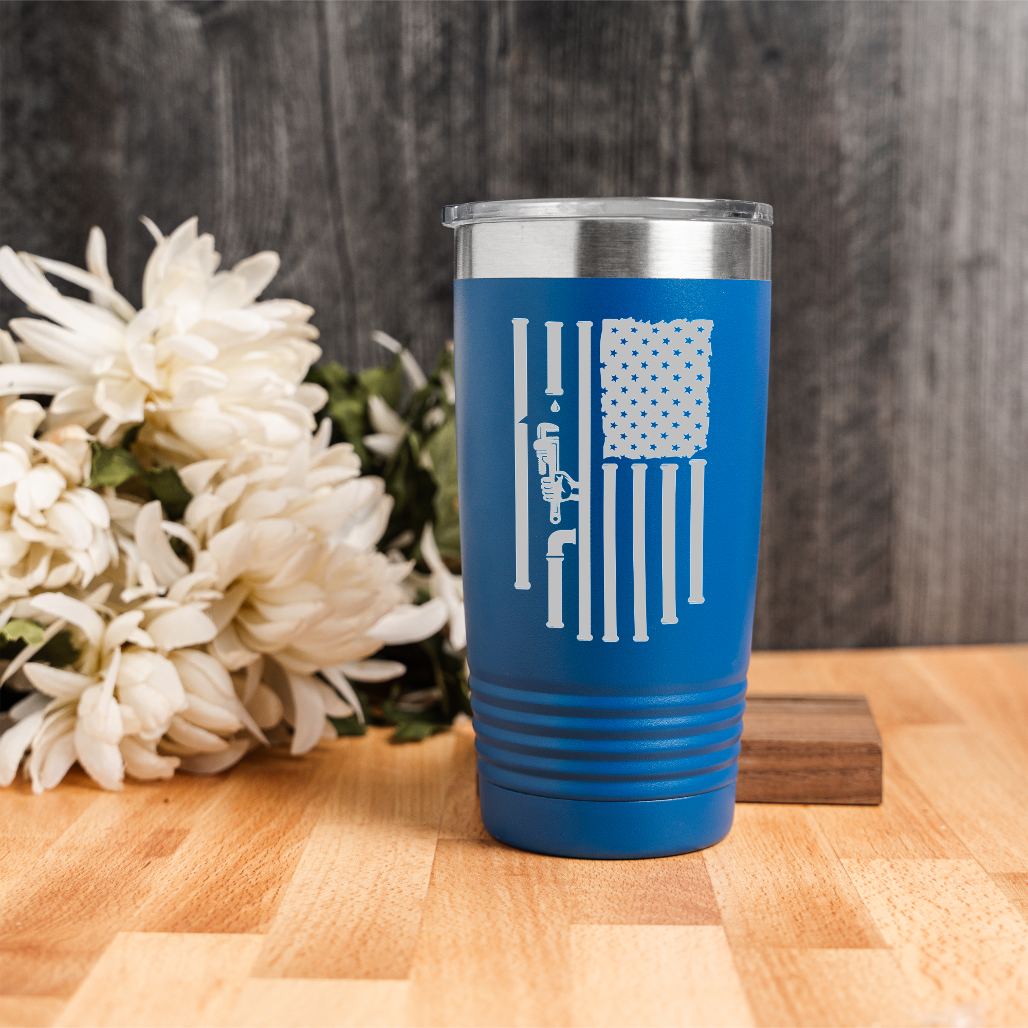 20oz Stainless Steel Tumbler - Patriotic Plumbing Design