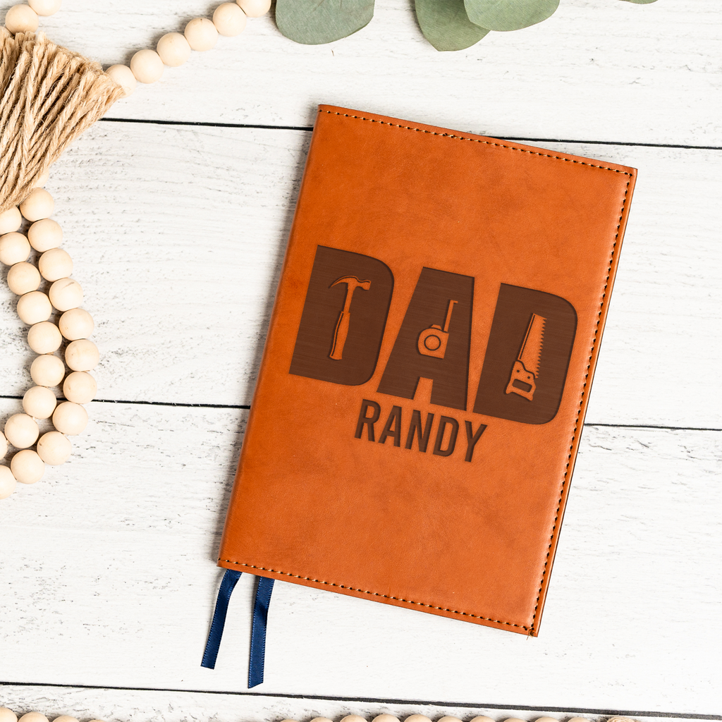 Personalized Leather Journal - Dad Handyman Design