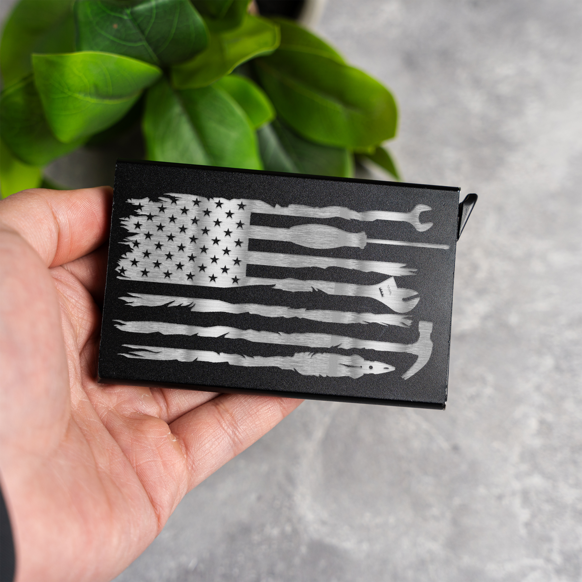 Aluminum Credit Card Holder - American Flag Tool Design