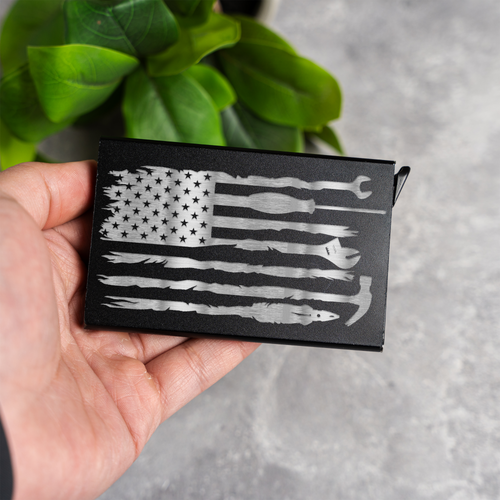 Aluminum Credit Card Holder - American Flag Tool Design