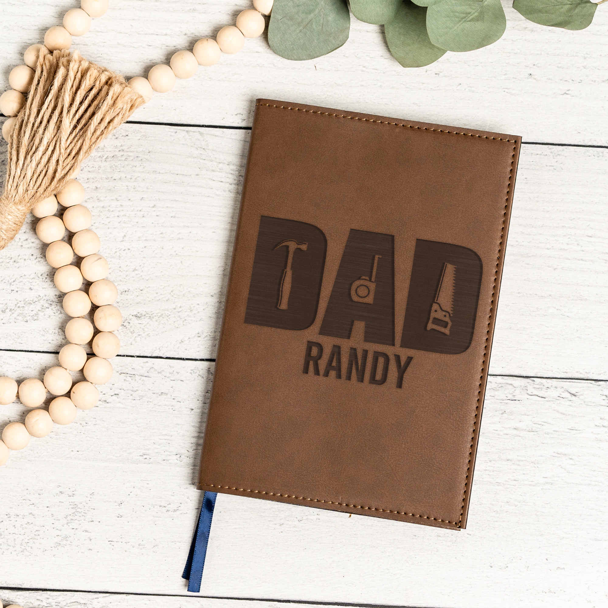 Personalized Leather Journal - Dad Handyman Design