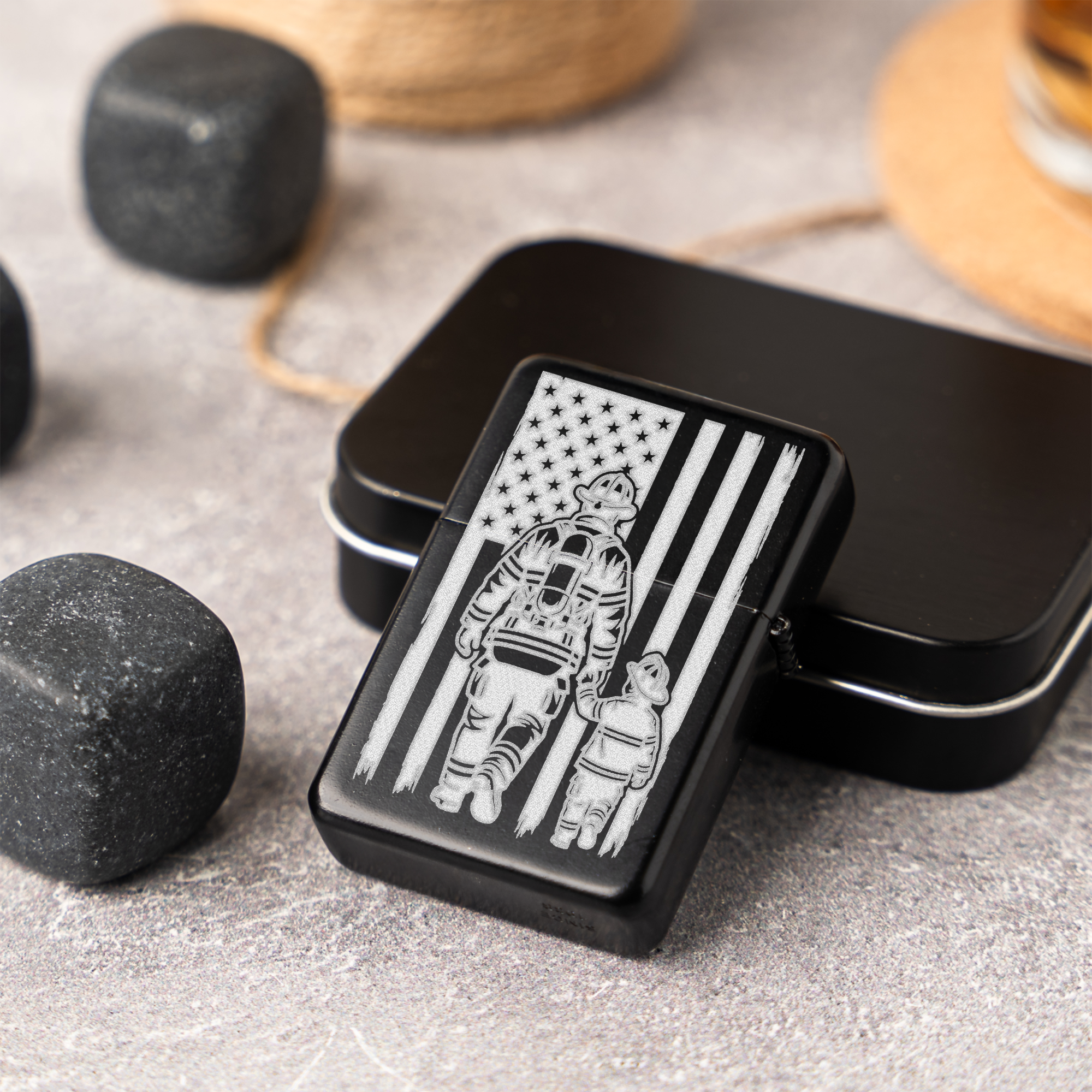 Engraved Lighter with Firefighter Design, Perfect Gift for Dads, Birthdays, and Anniversaries, Firefighter Father's Day Gift