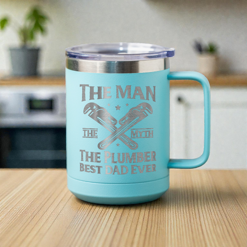 15oz Stainless Steel Mug, The Man The Myth The Plumber, Best Dad Ever Gift
