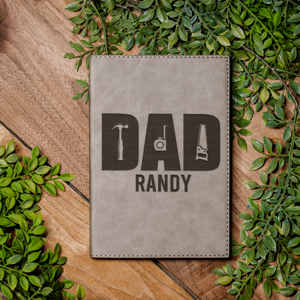Personalized Leather Journal - Dad Handyman Design