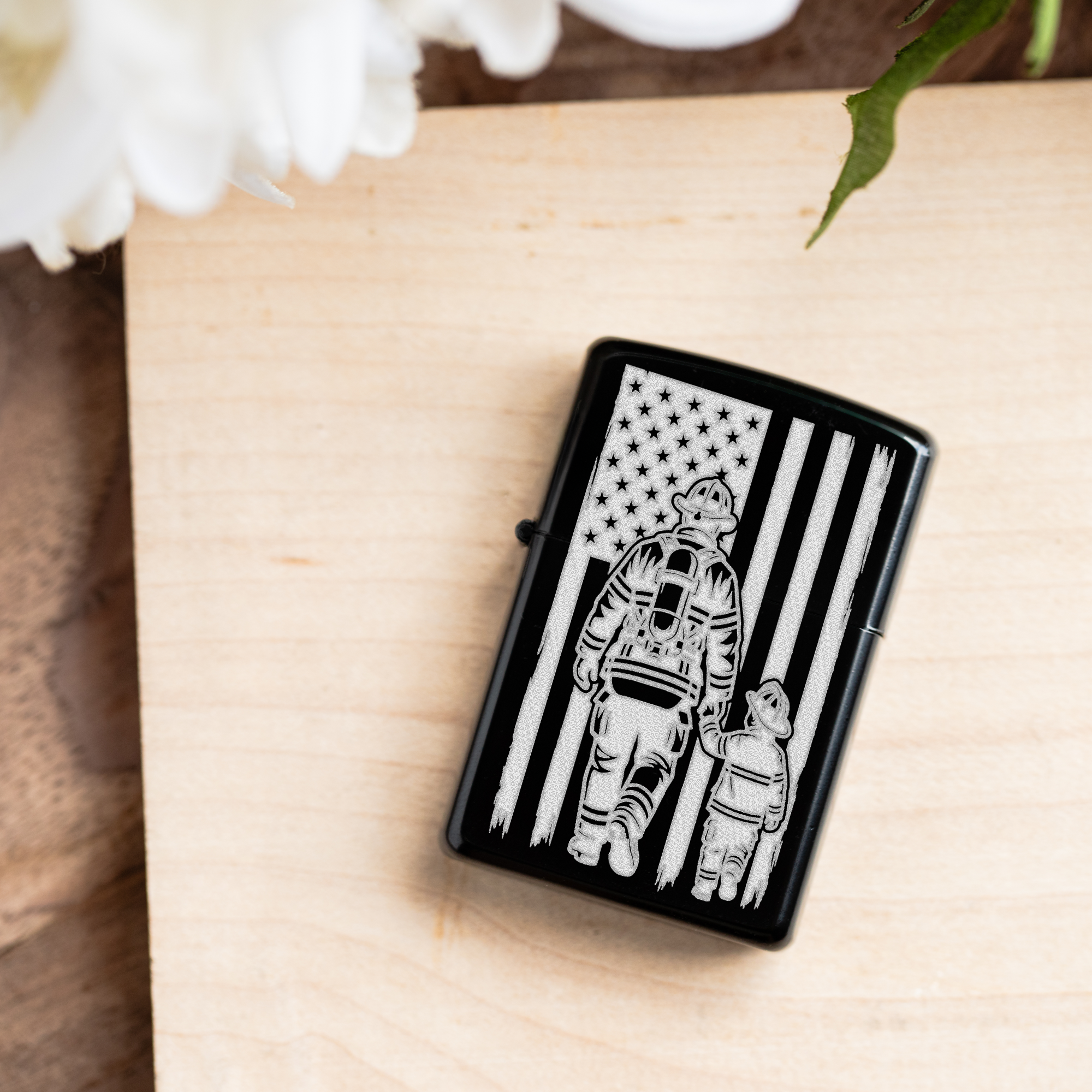Engraved Lighter with Firefighter Design, Perfect Gift for Dads, Birthdays, and Anniversaries, Firefighter Father's Day Gift