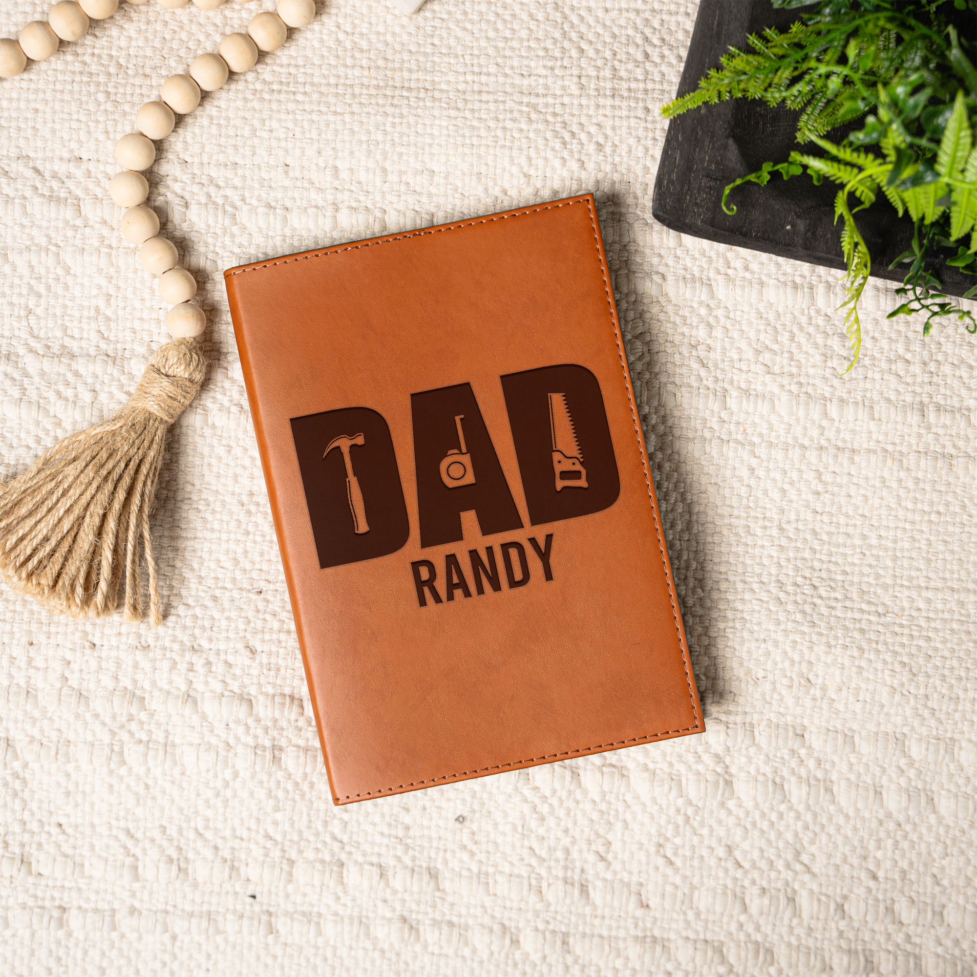 Personalized Leather Journal - Dad Handyman Design