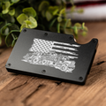 Construction Durable Metal Wallet with American Flag and Truck Design, Perfect Gift for Him, Engraved Wallet Construction Gift