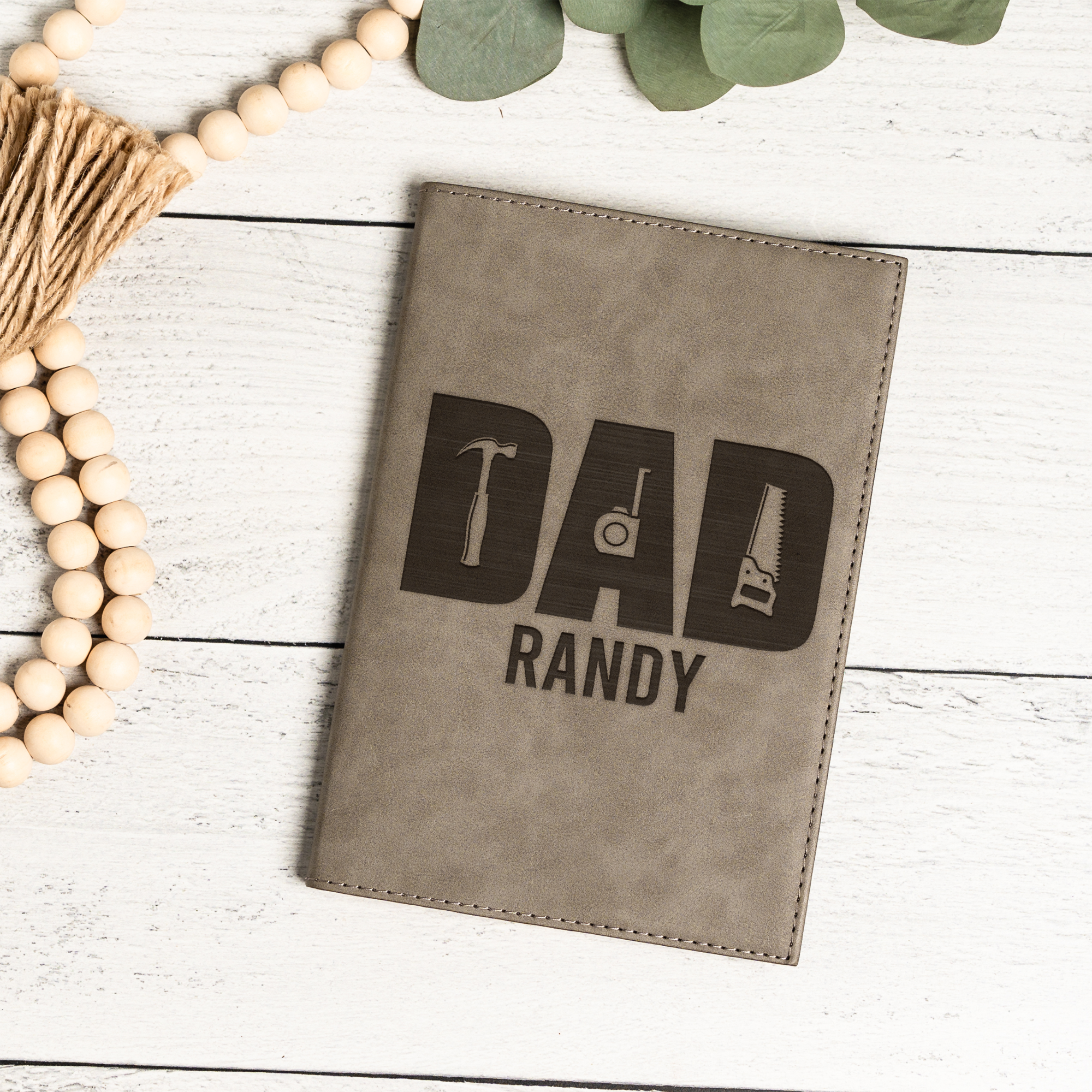 Personalized Leather Journal - Dad Handyman Design
