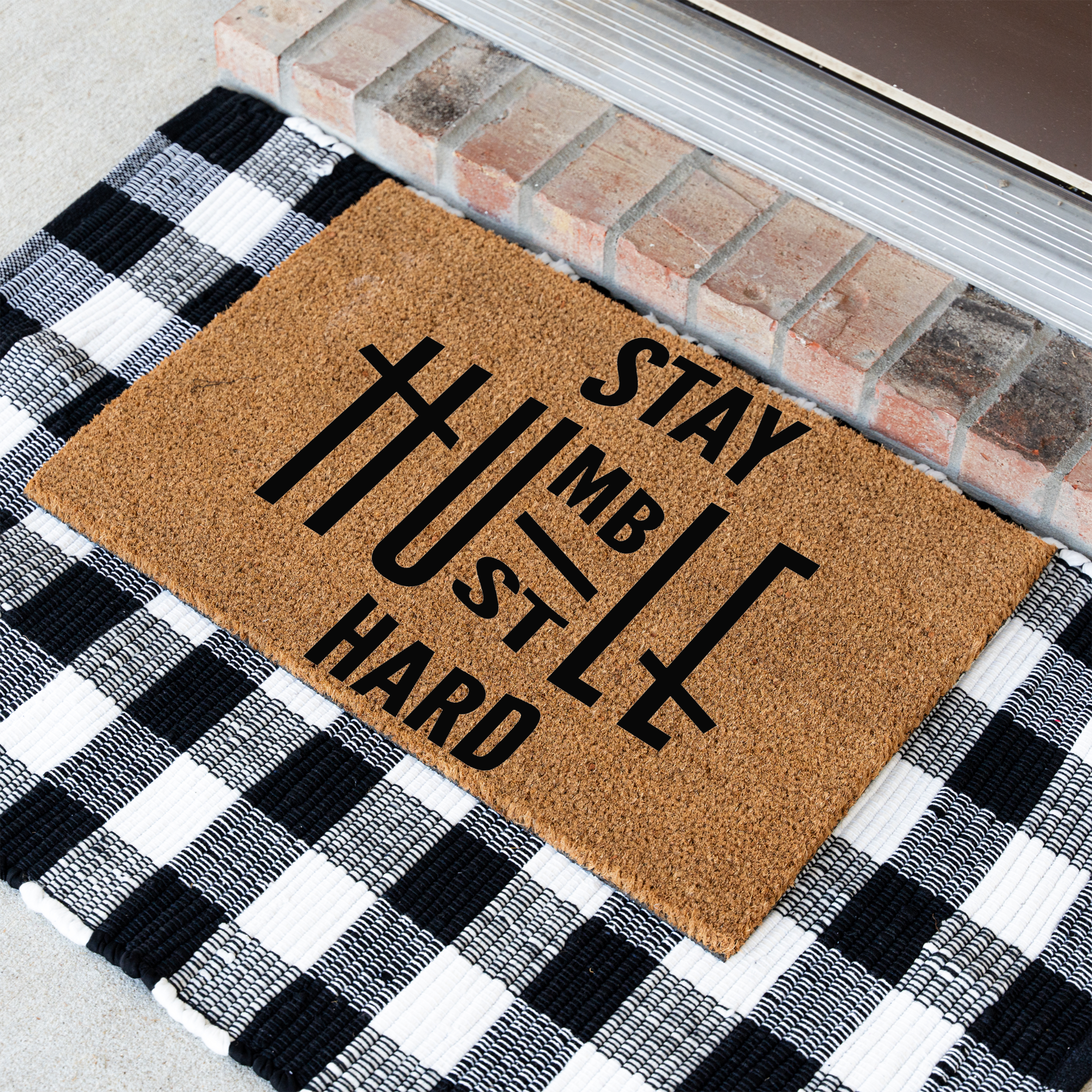 Stay Humble Hustle Hard Coir Doormat