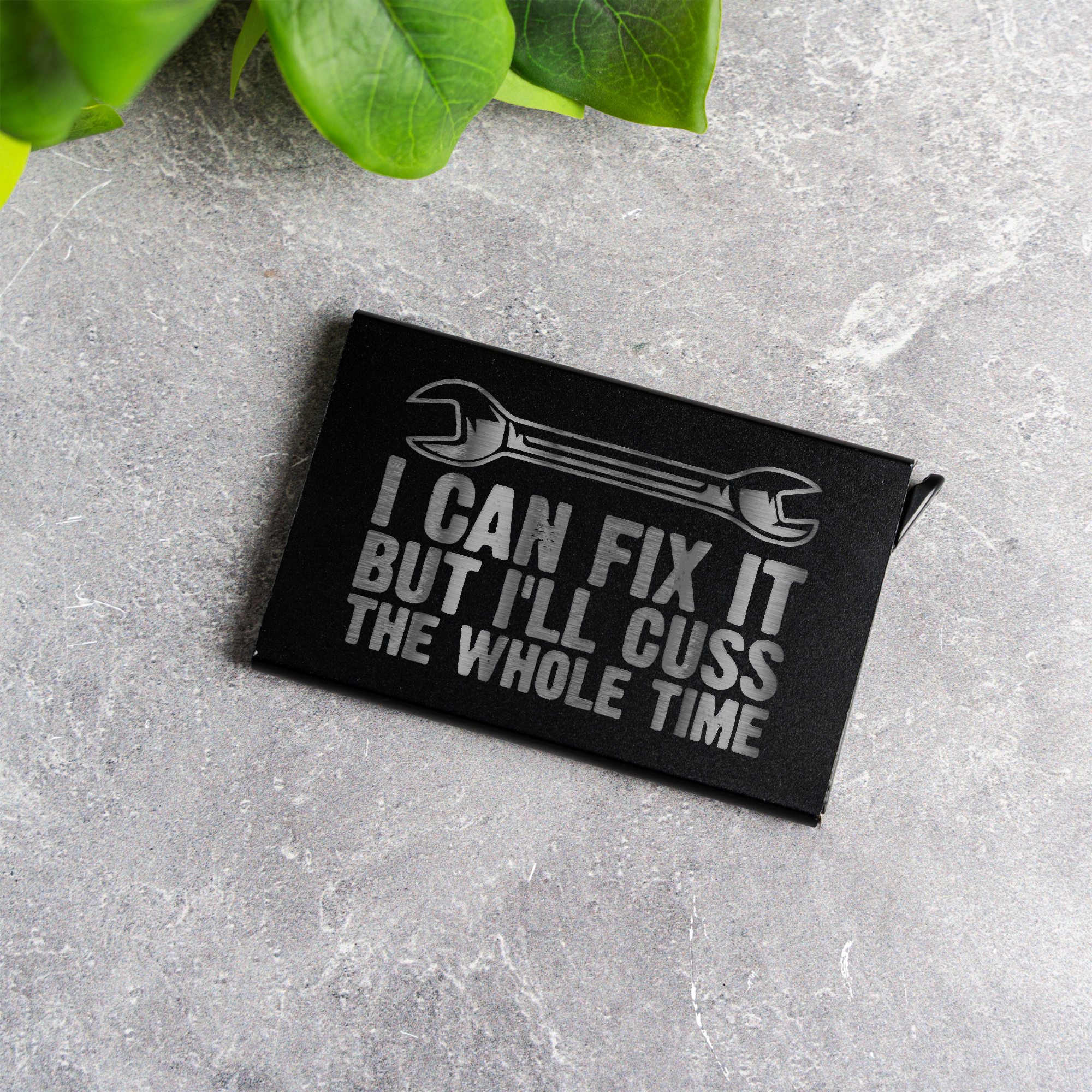 Aluminum Credit Card Holder - 'I Can Fix It' Design