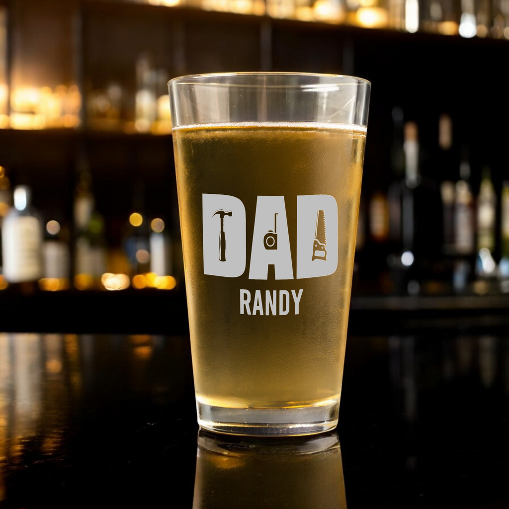 Personalized 'Dad' Handyman 16oz Pint Glass