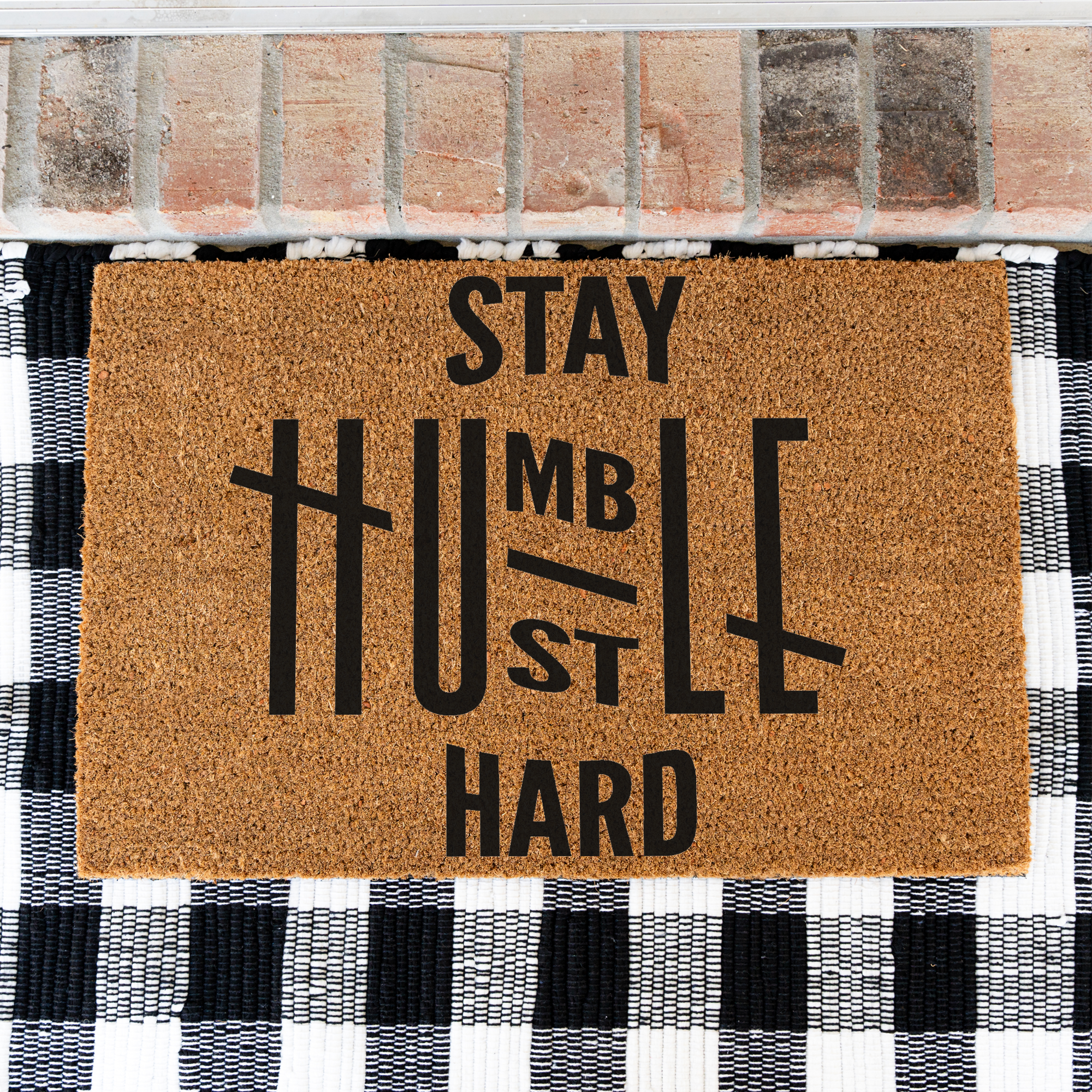 Stay Humble Hustle Hard Coir Doormat