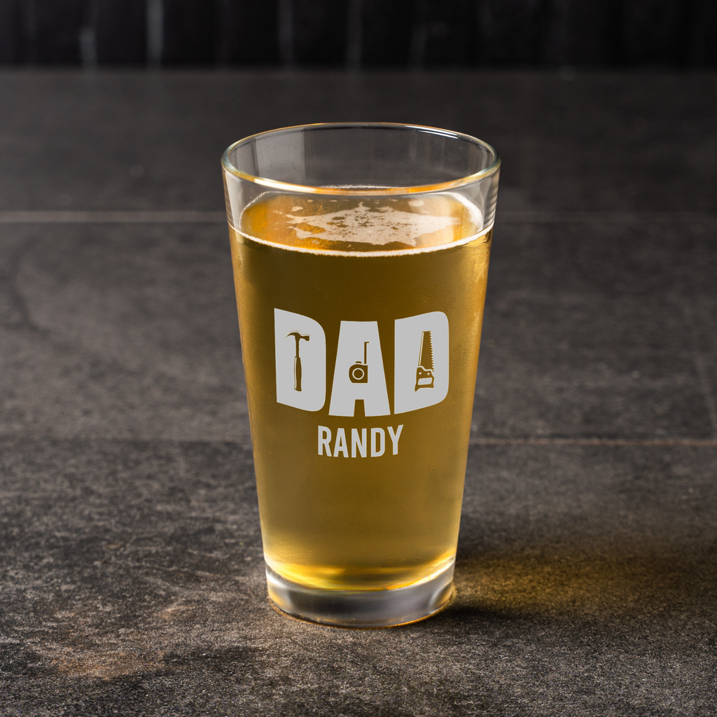 Personalized 'Dad' Handyman 16oz Pint Glass