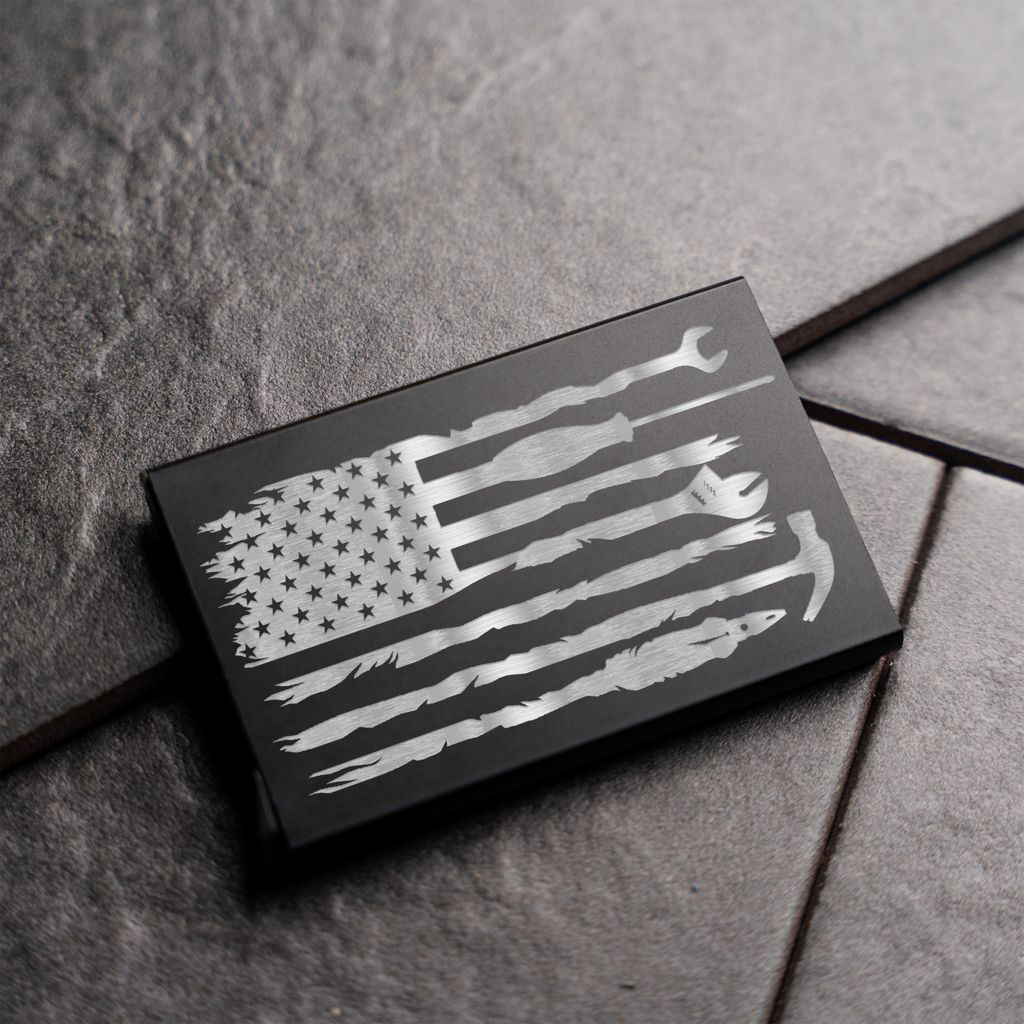 Aluminum Credit Card Holder - American Flag Tool Design