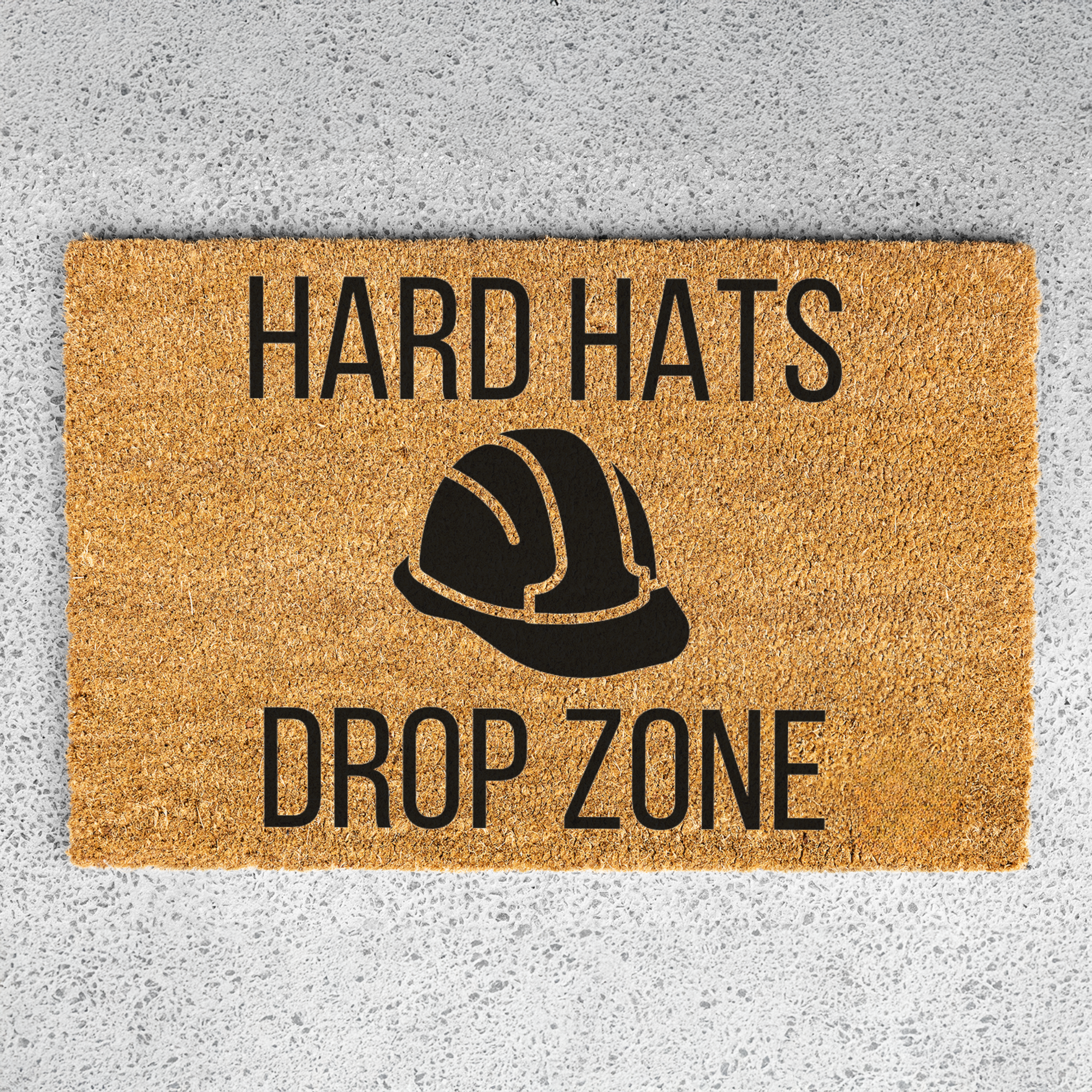 Hard Hats Drop Zone Doormat | Construction Worker Welcome Mat | Builder Front Door Mat | Contractor Housewarming Gift | Hard Hat Decor