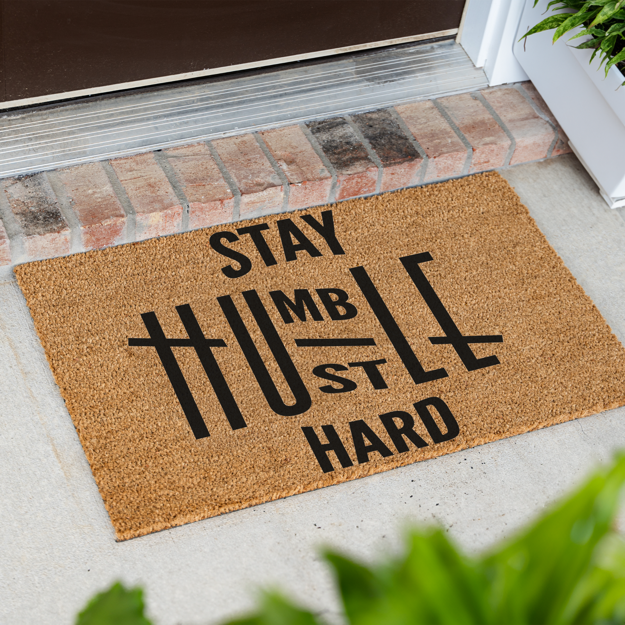 Stay Humble Hustle Hard Coir Doormat