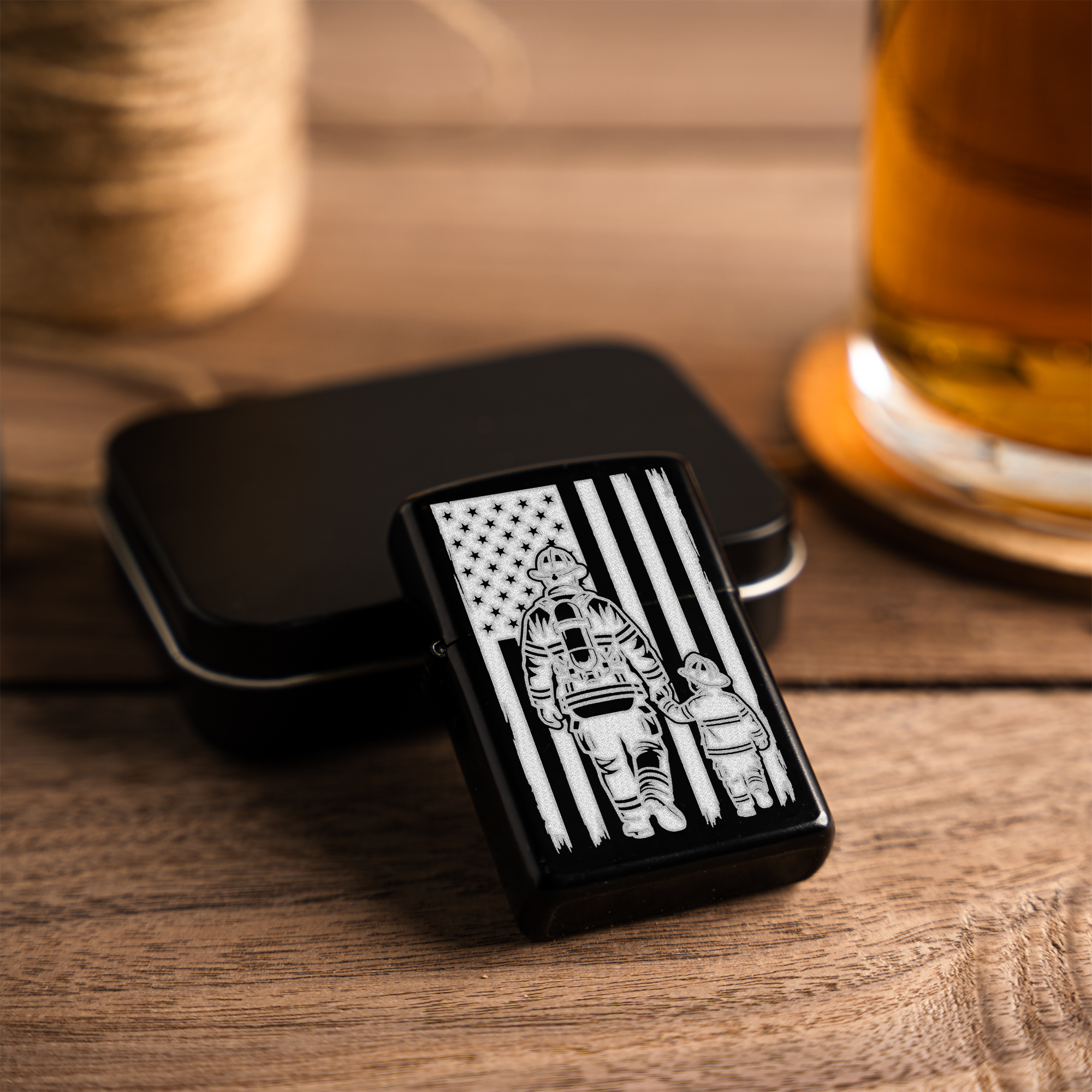 Engraved Lighter with Firefighter Design, Perfect Gift for Dads, Birthdays, and Anniversaries, Firefighter Father's Day Gift