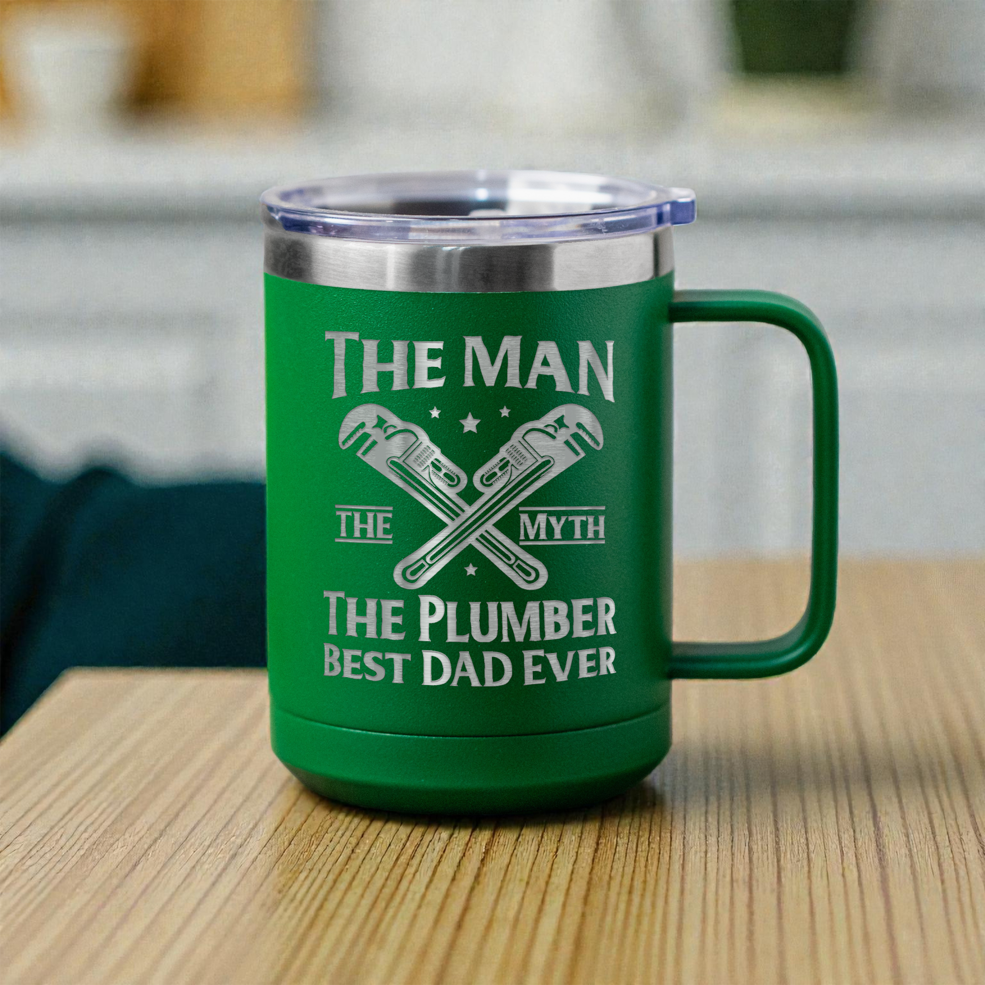 15oz Stainless Steel Mug, The Man The Myth The Plumber, Best Dad Ever Gift