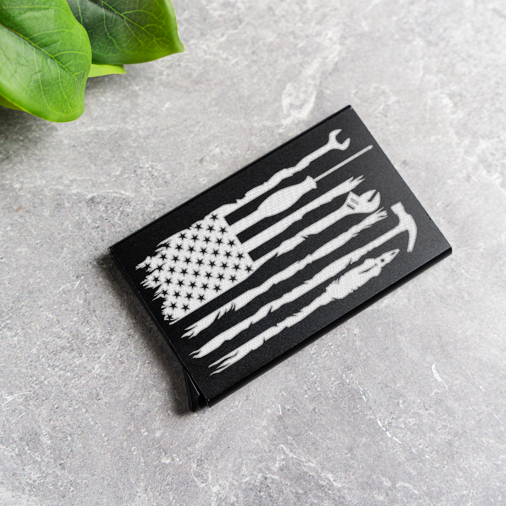 Aluminum Credit Card Holder - American Flag Tool Design