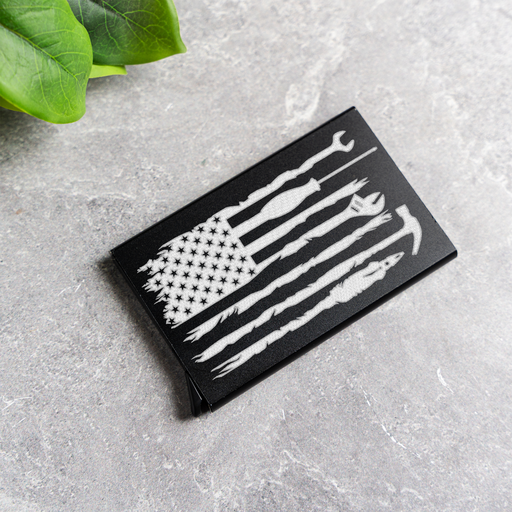 Aluminum Credit Card Holder - American Flag Tool Design