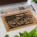 Construction American Flag Coir Doormat, Construction Entryway Rug, Durable Outdoor Mat for Porch or Patio, Construction Gift Welcome Mat