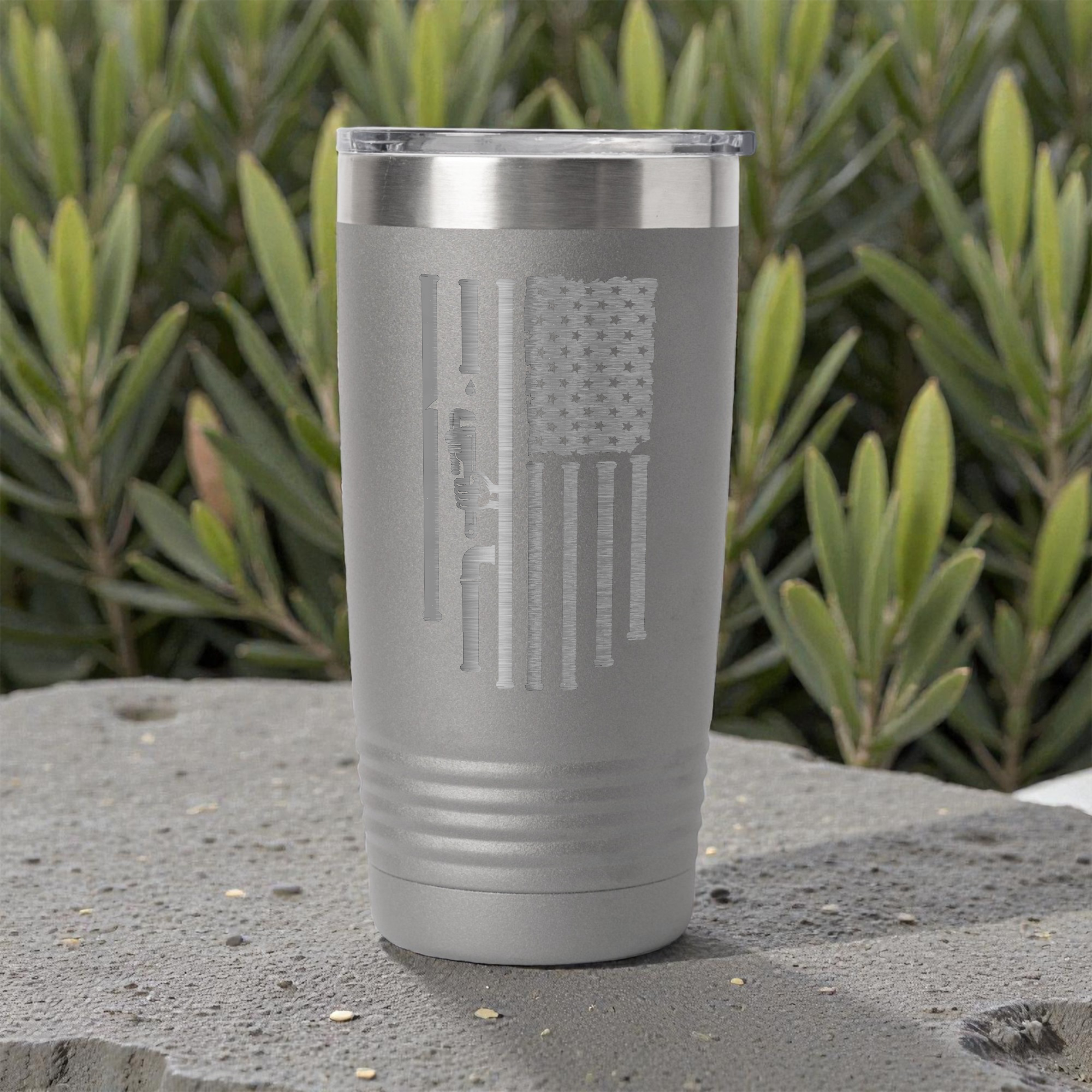 20oz Stainless Steel Tumbler - Patriotic Plumbing Design
