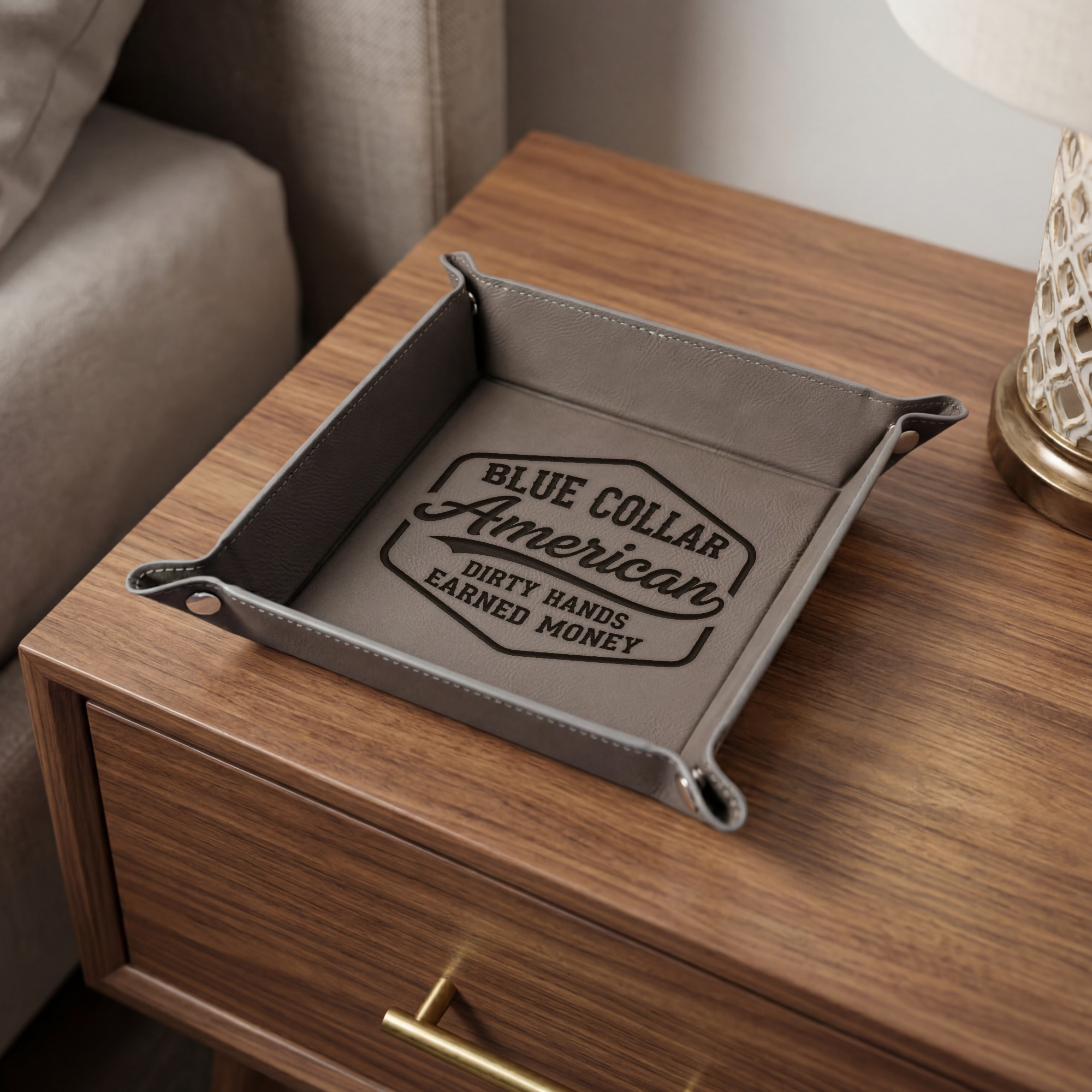 Vegan Leather Snap Up Tray - Blue Collar American