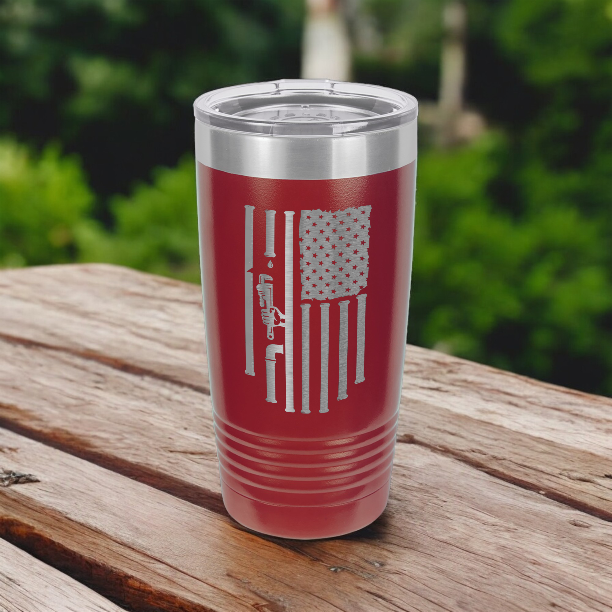 20oz Stainless Steel Tumbler - Patriotic Plumbing Design