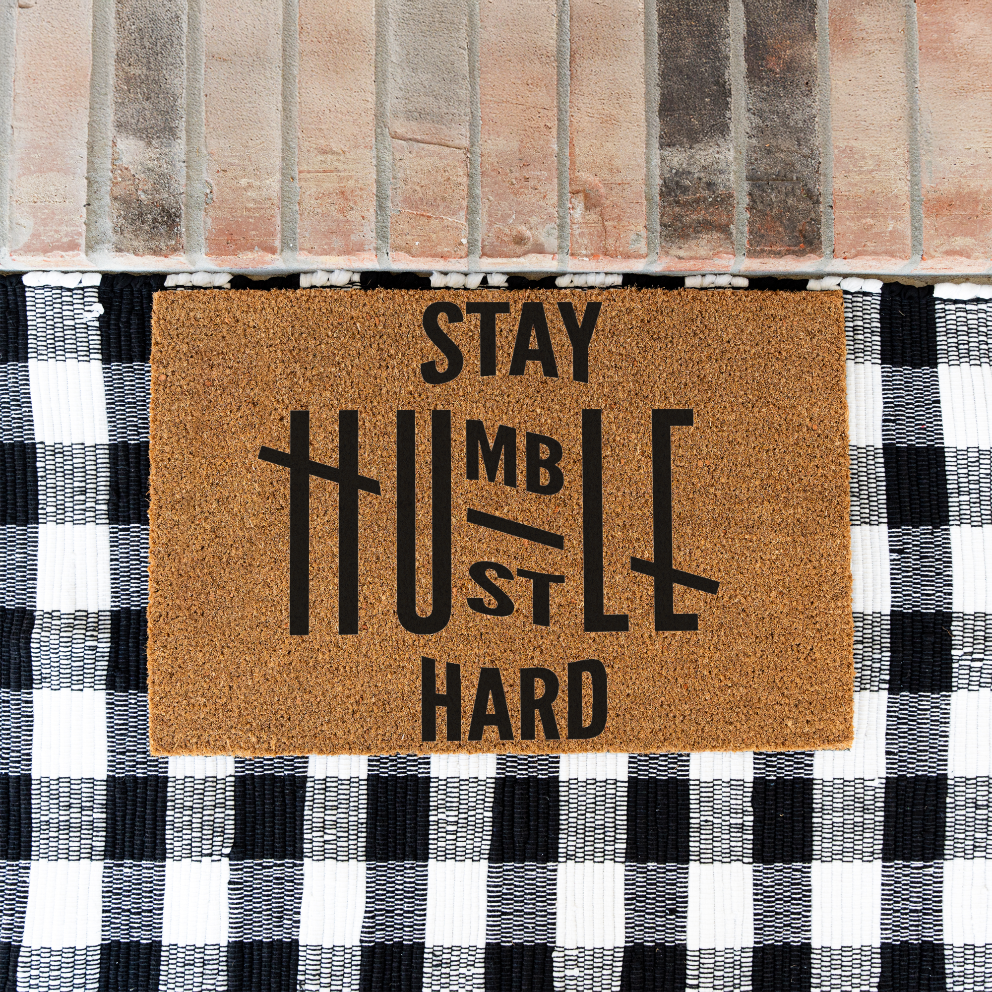 Stay Humble Hustle Hard Coir Doormat
