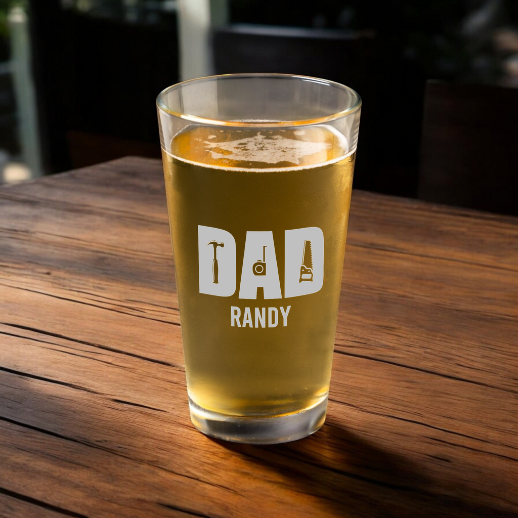 Personalized 'Dad' Handyman 16oz Pint Glass