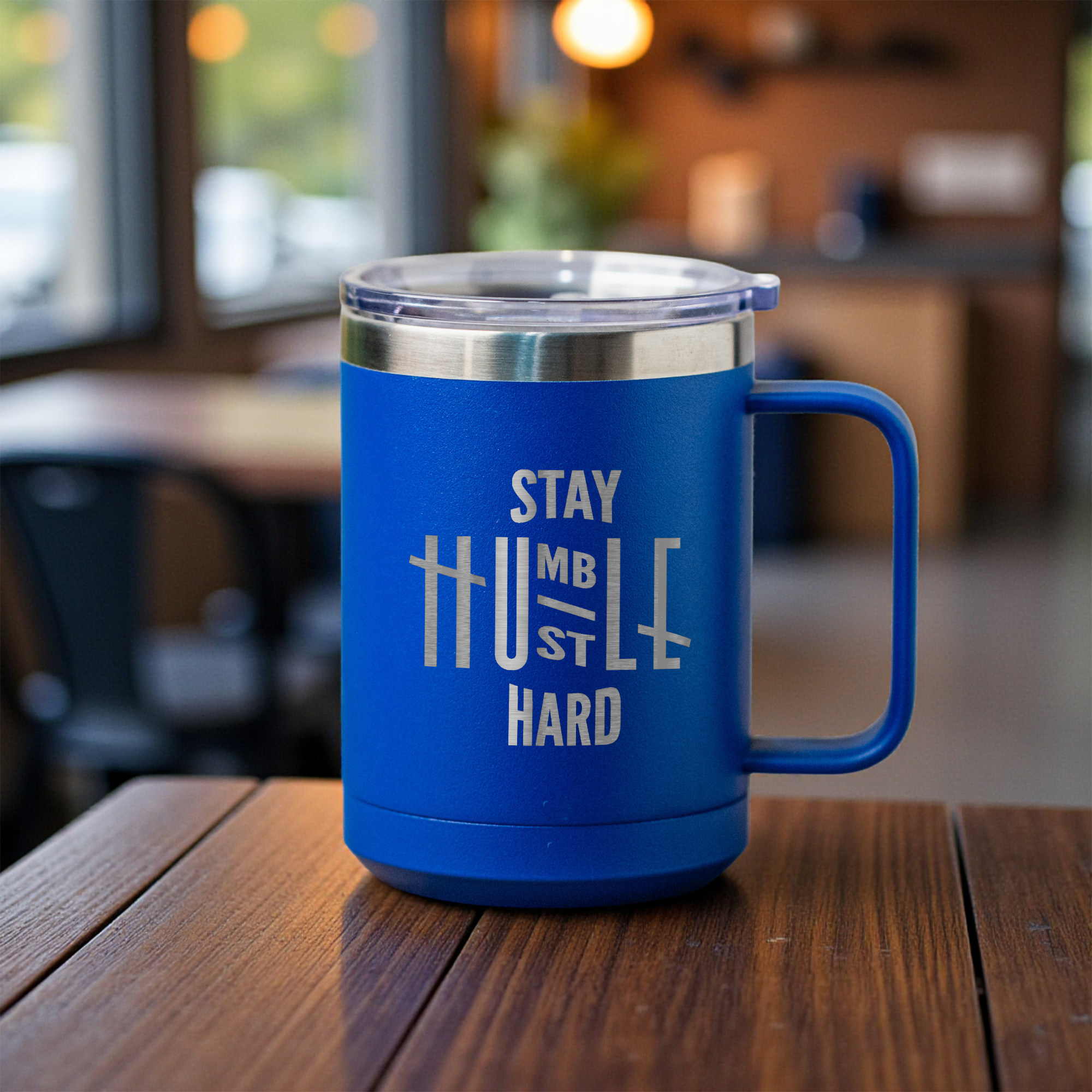 15oz Stainless Steel Mug - Stay Humble Hustle Hard