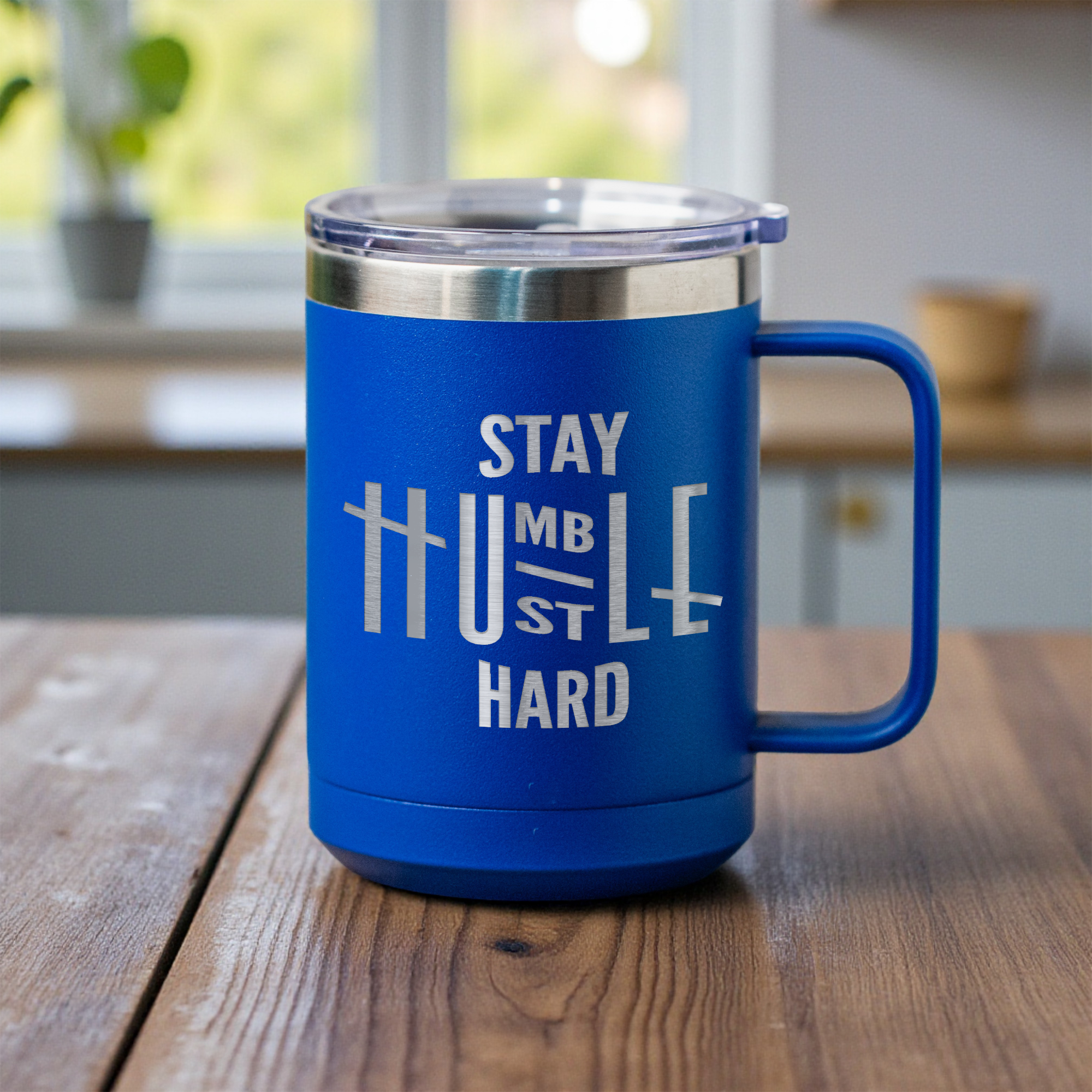 15oz Stainless Steel Mug - Stay Humble Hustle Hard