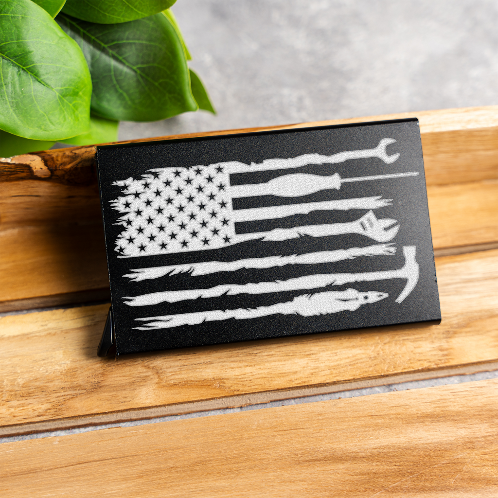 Aluminum Credit Card Holder - American Flag Tool Design