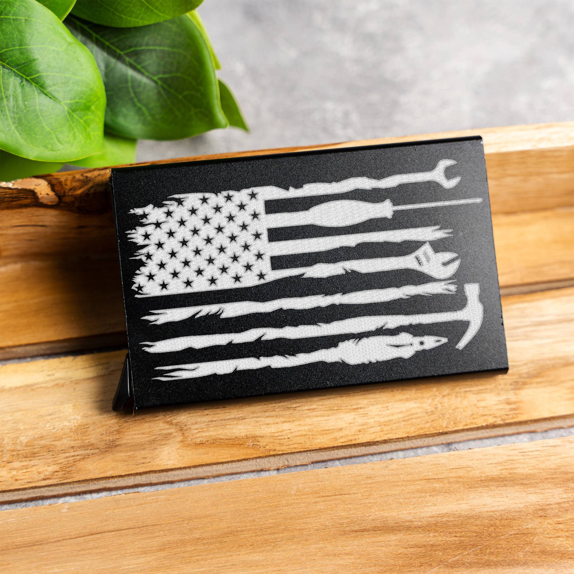Aluminum Credit Card Holder - American Flag Tool Design