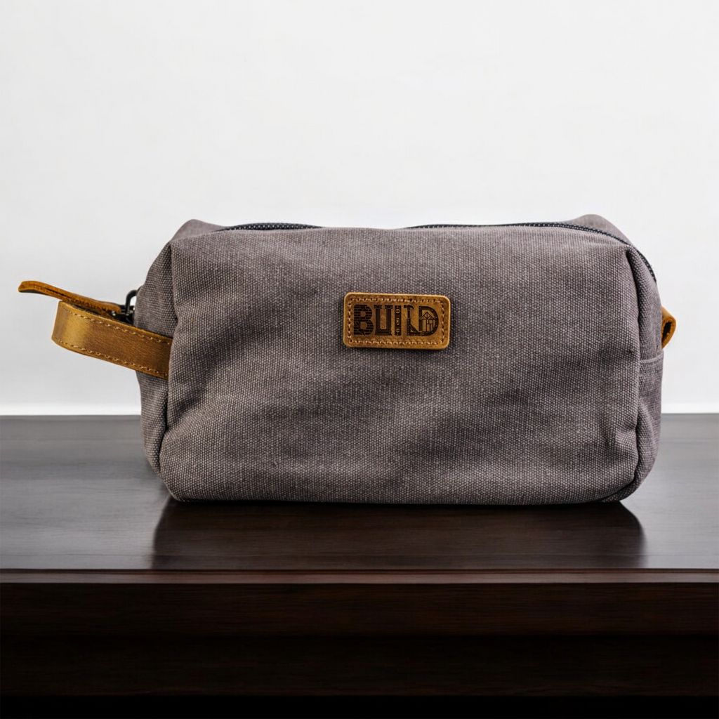 Build Toiletry Bag Dopp Kit with Leather Patch