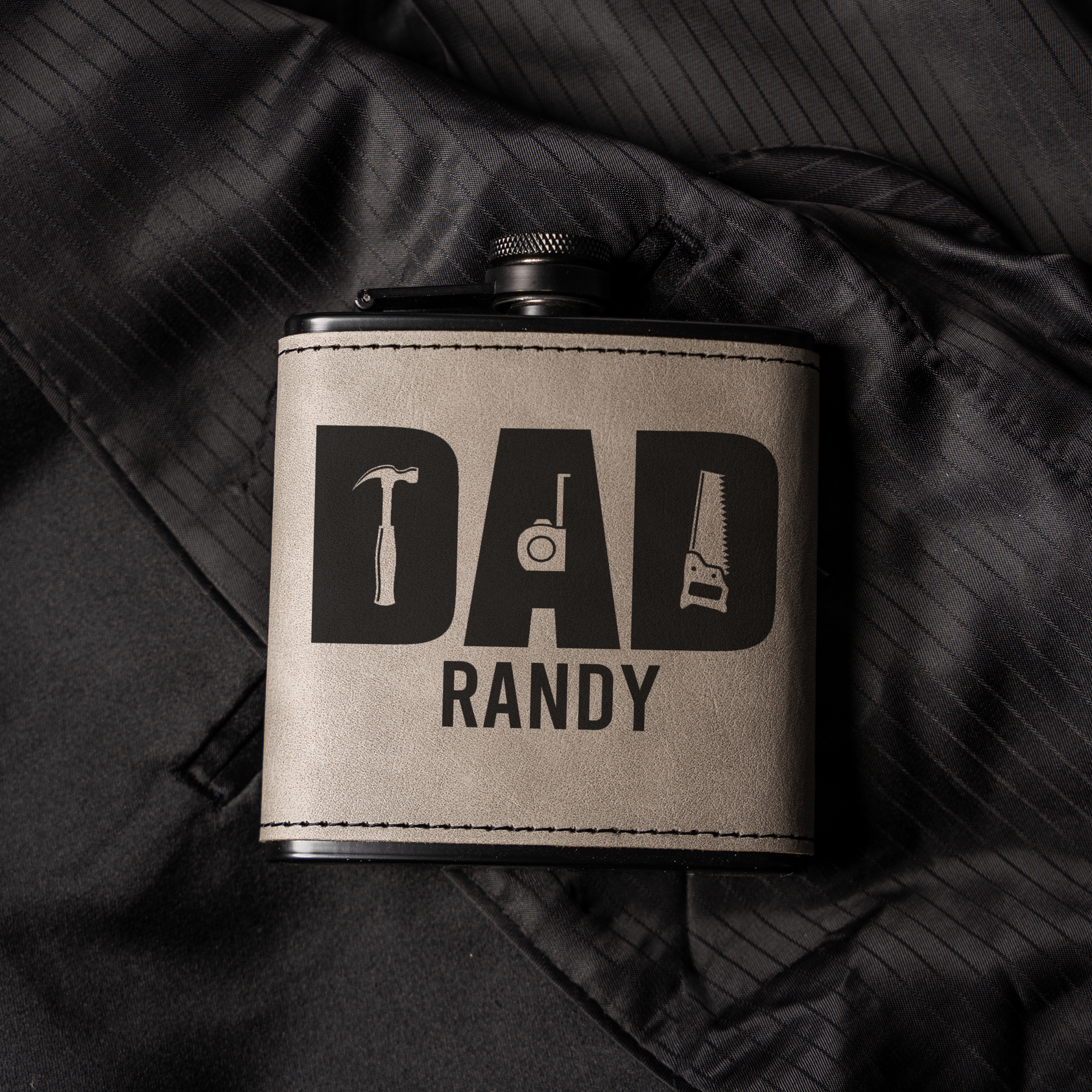 Personalized Dad Flask | Custom Father's Day Gift | Engraved Leather Flask | Dad Gift | Handyman Gift | Gift for Dad | Custom Name Flask
