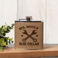 Red, White & Blue Collar - 6oz Vegan Leather Wrapped Flask