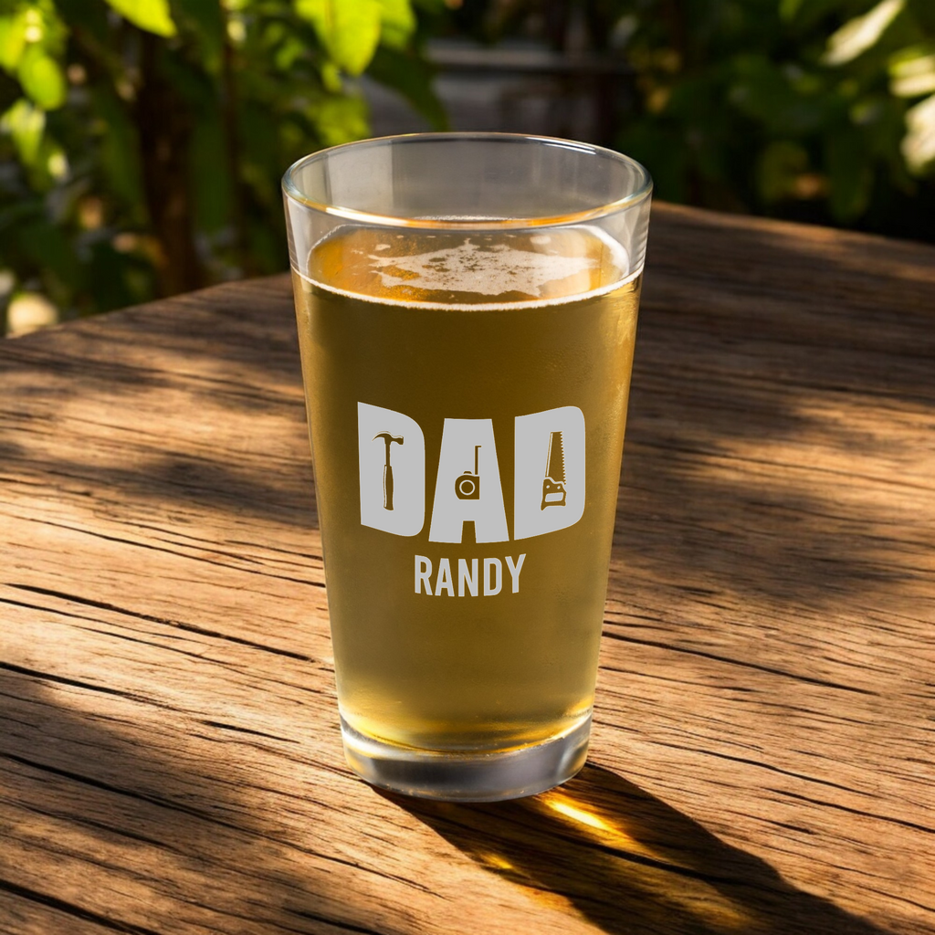 Personalized 'Dad' Handyman 16oz Pint Glass