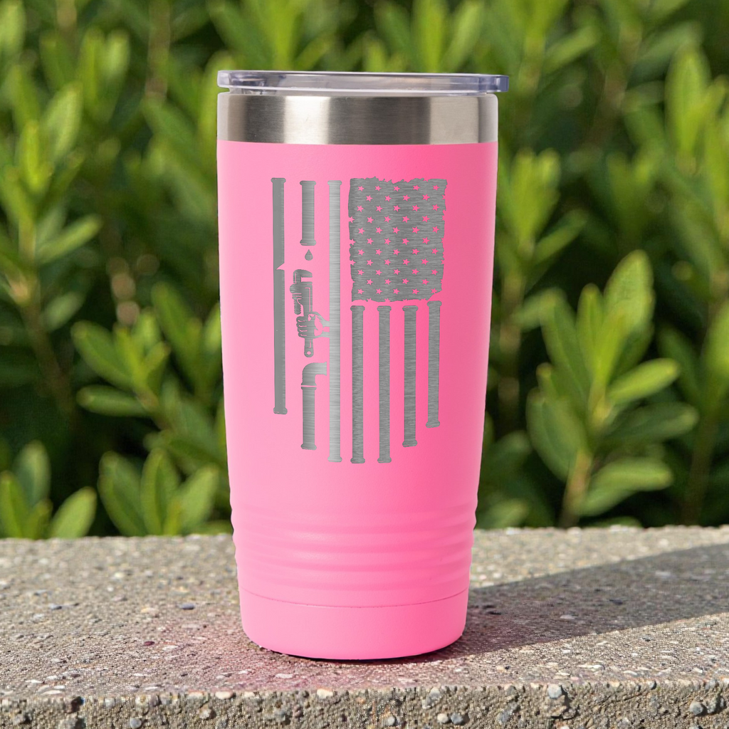 20oz Stainless Steel Tumbler - Patriotic Plumbing Design