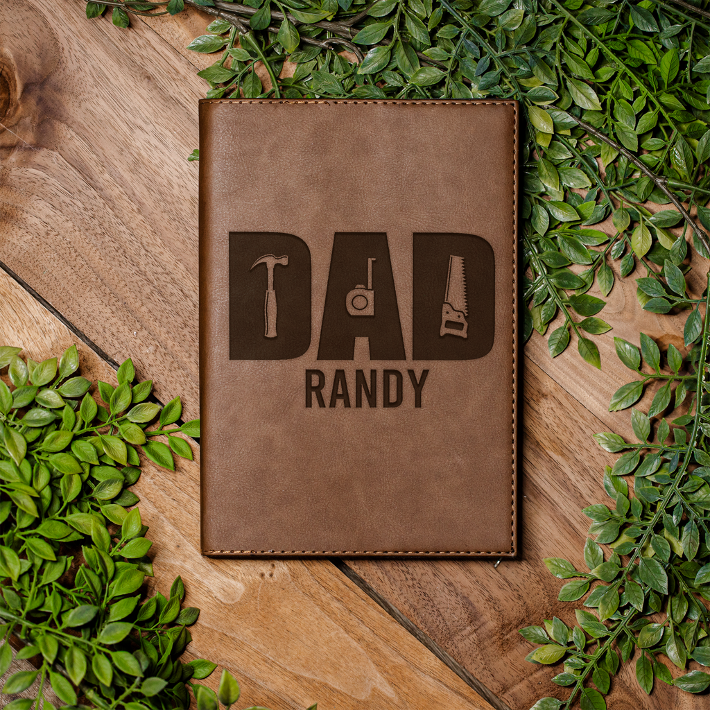 Personalized Leather Journal - Dad Handyman Design