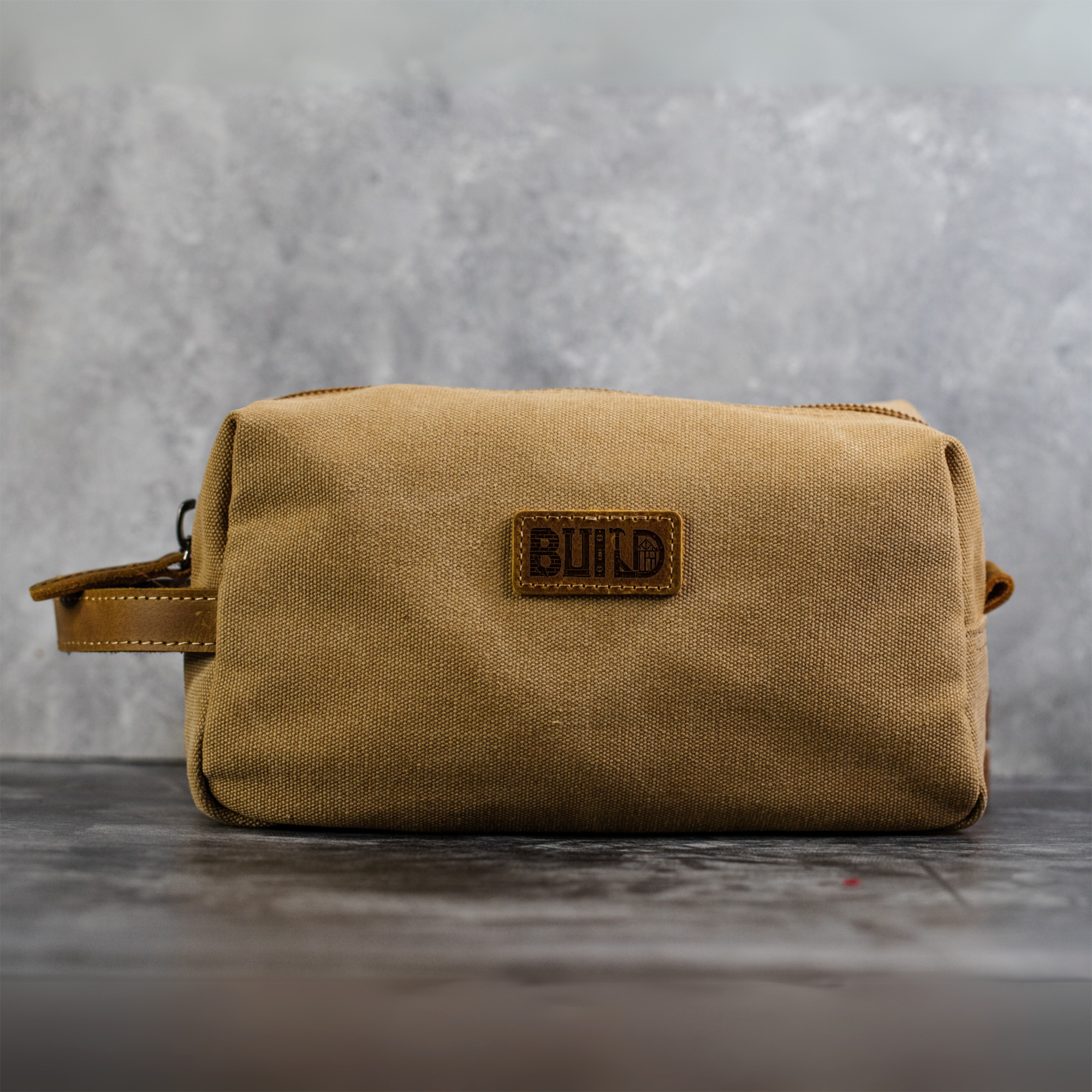 Build Toiletry Bag Dopp Kit with Leather Patch